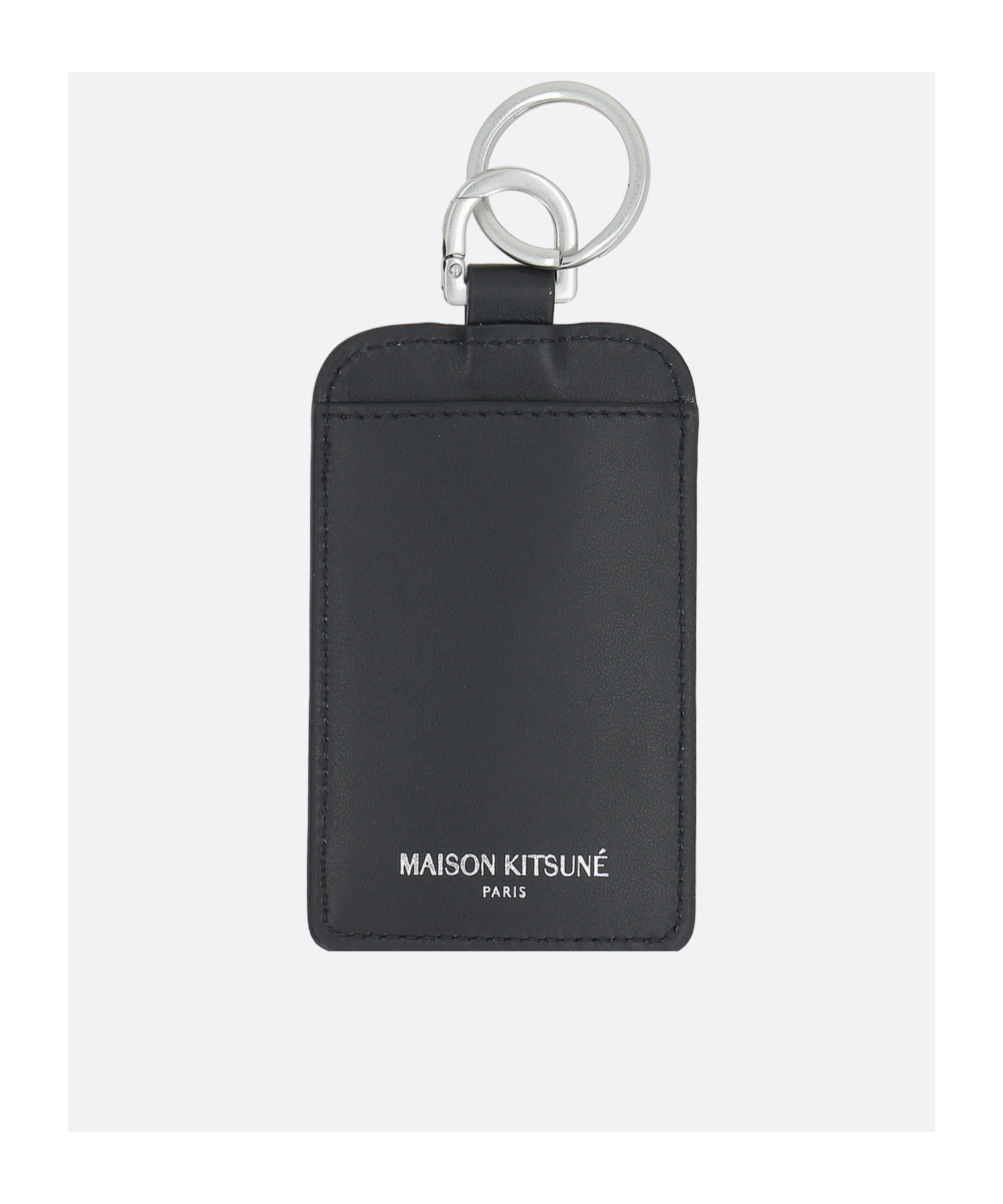 Maison Kitsuné Fox Head Leather Card Holder In Black