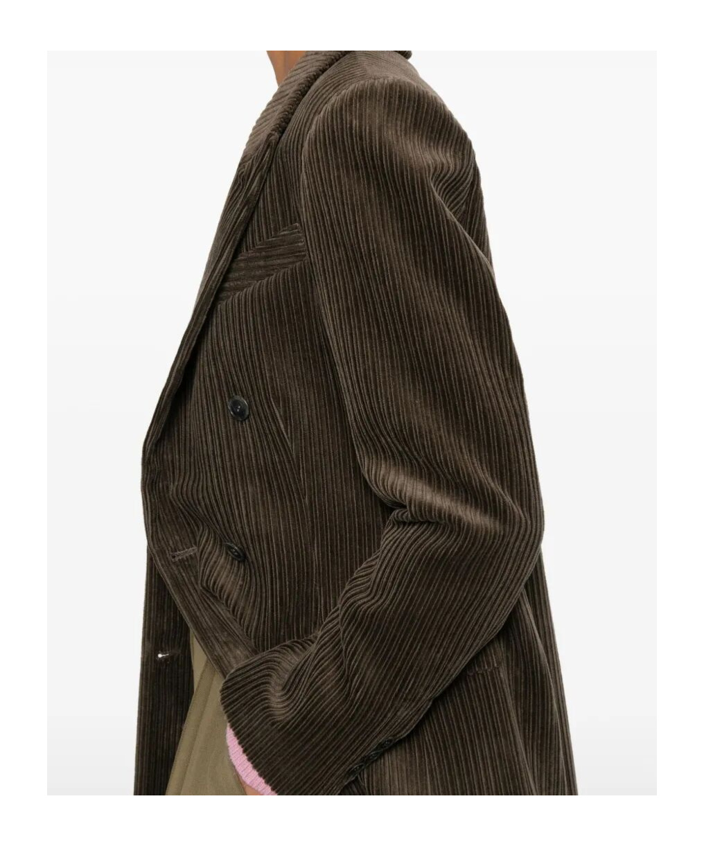 P.a.r.o.s.h Parosh Double Breasted Courduroy Jacket In Green