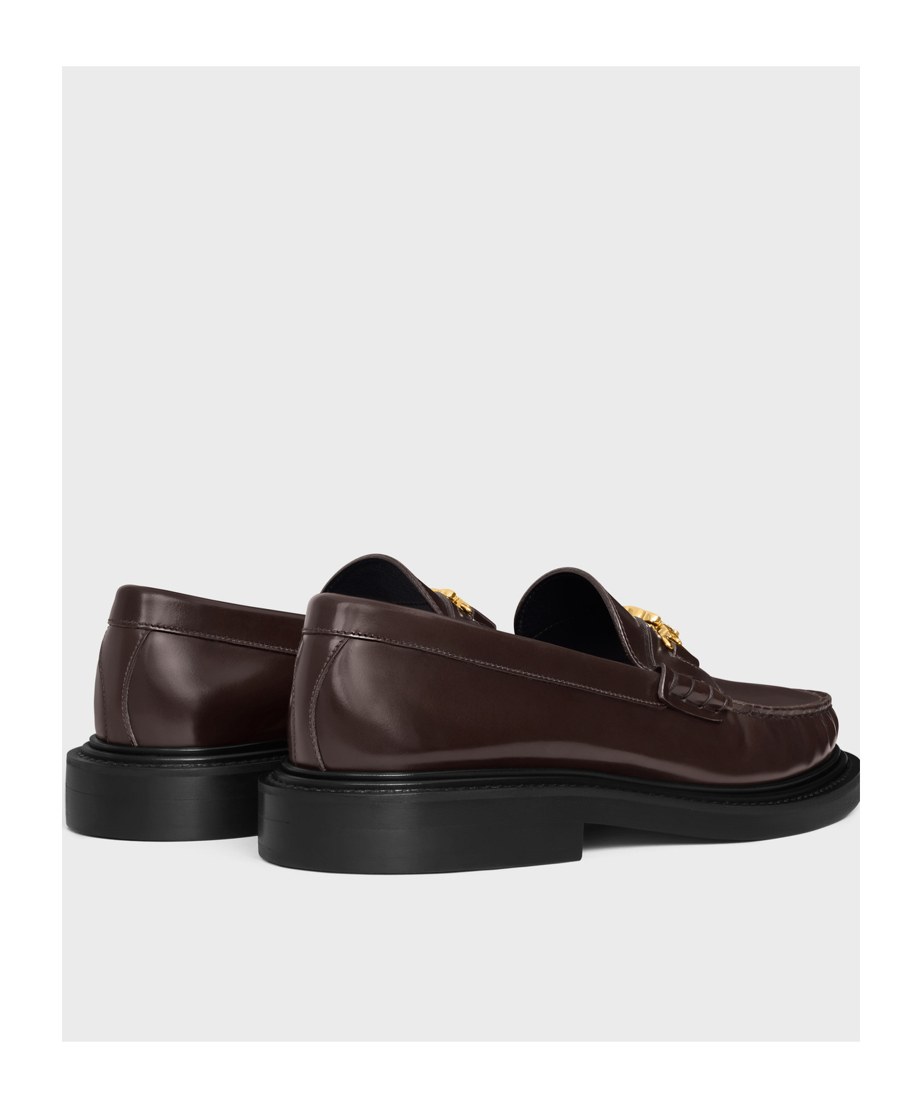 Celine Université Triomphe Chain Loaffer In Polished Bull In Black