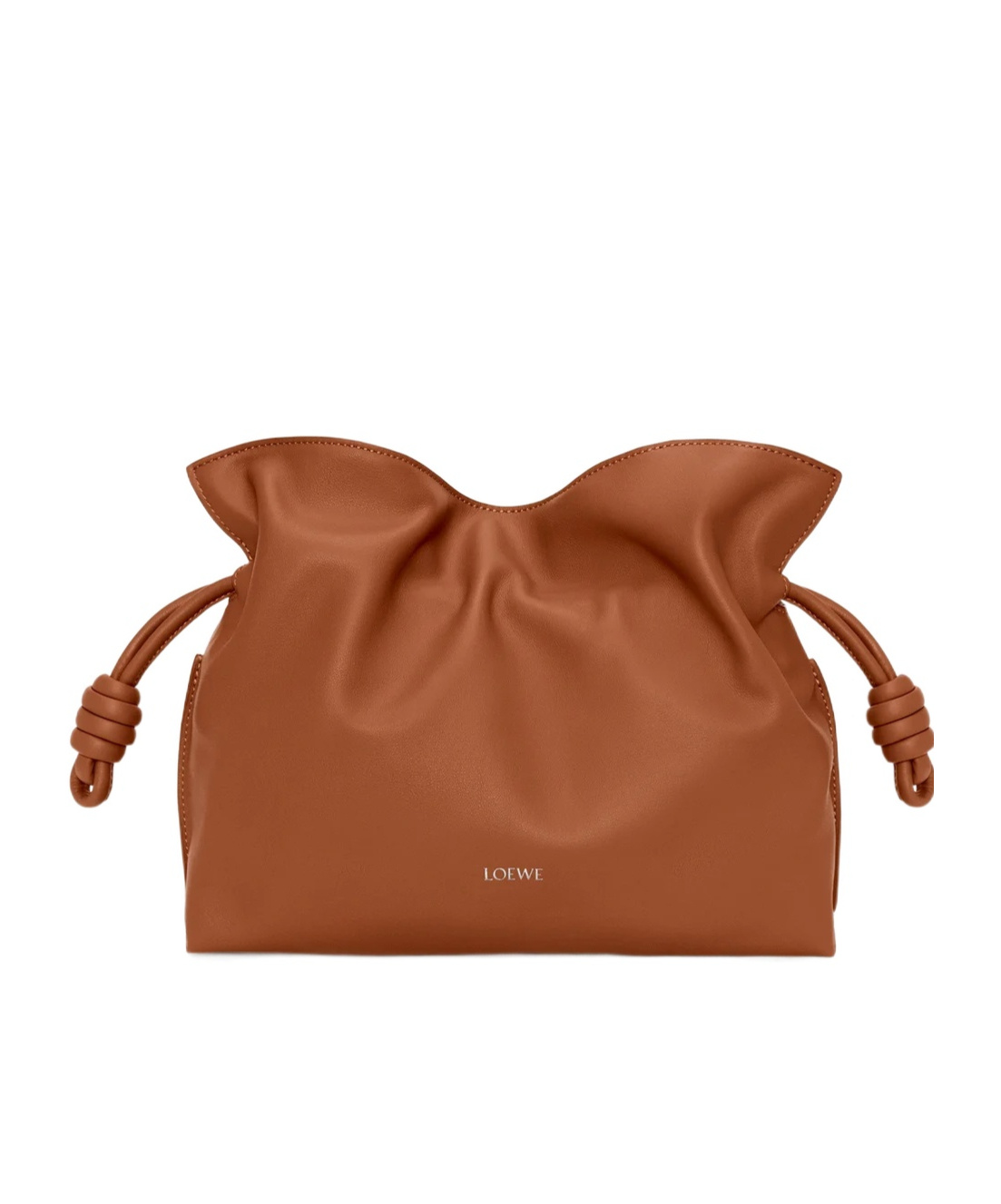 Loewe Medium Leather Flamenco Clutch Bag In Brown