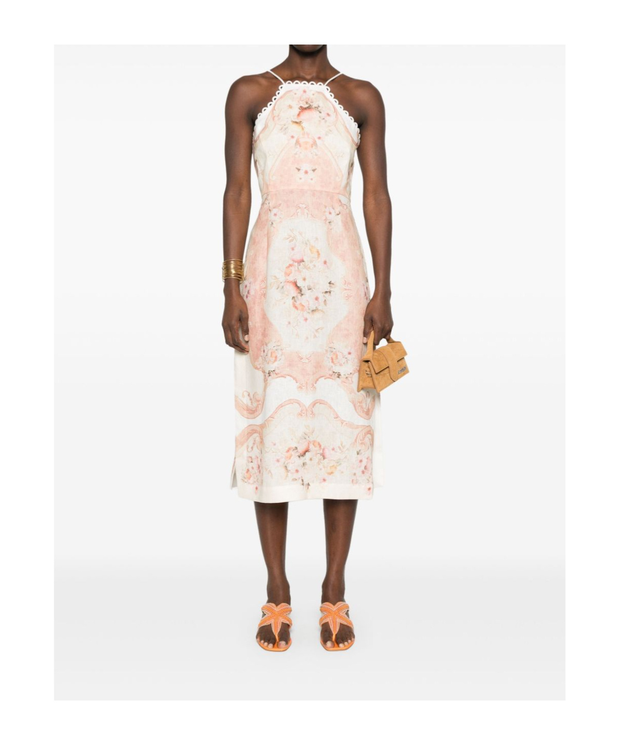 Shop Twinset Printed Linen Midi Dress
