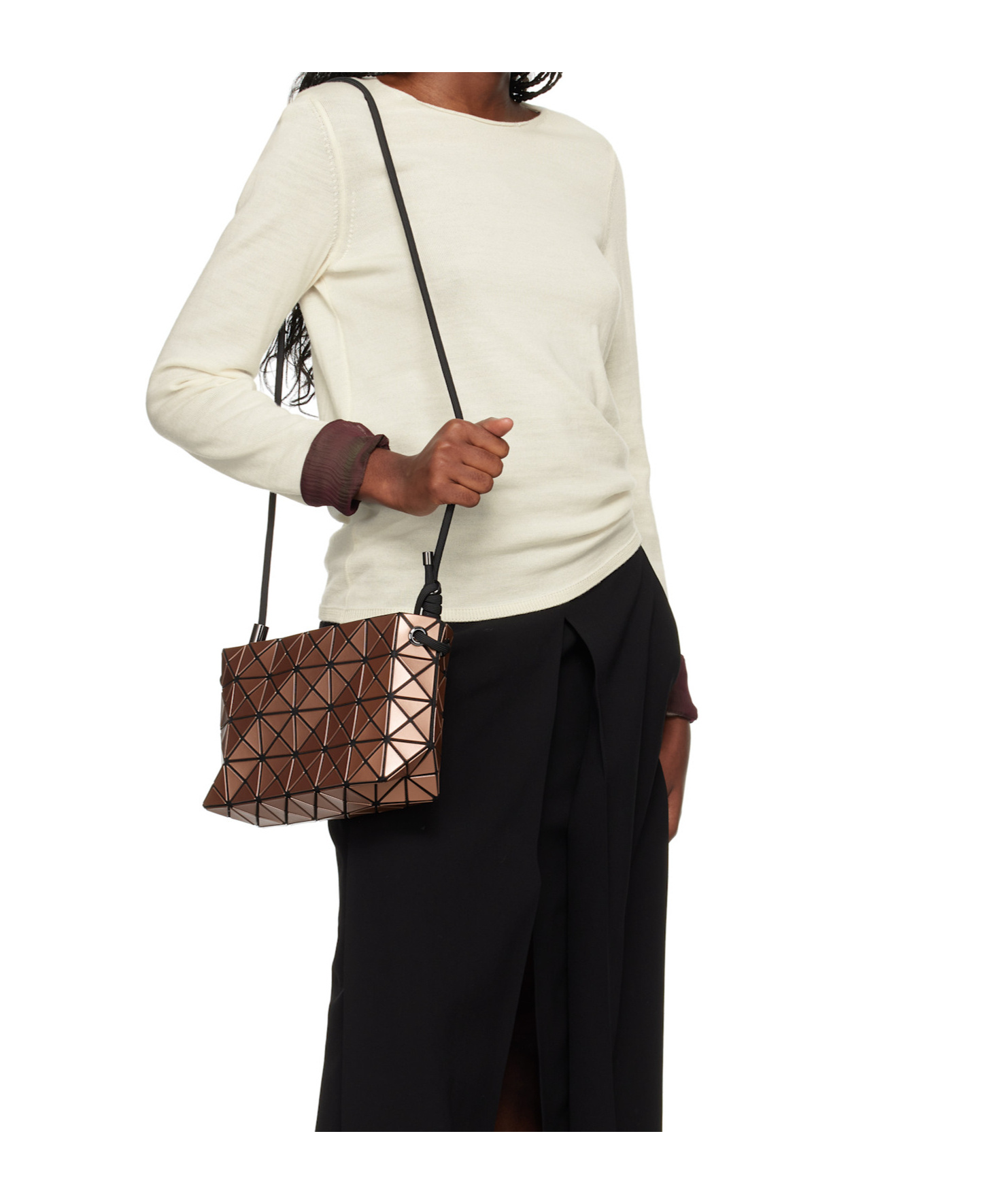 Bao Bao Issey Miyake Brown Loop Metallic Shoulder Bag In Brown