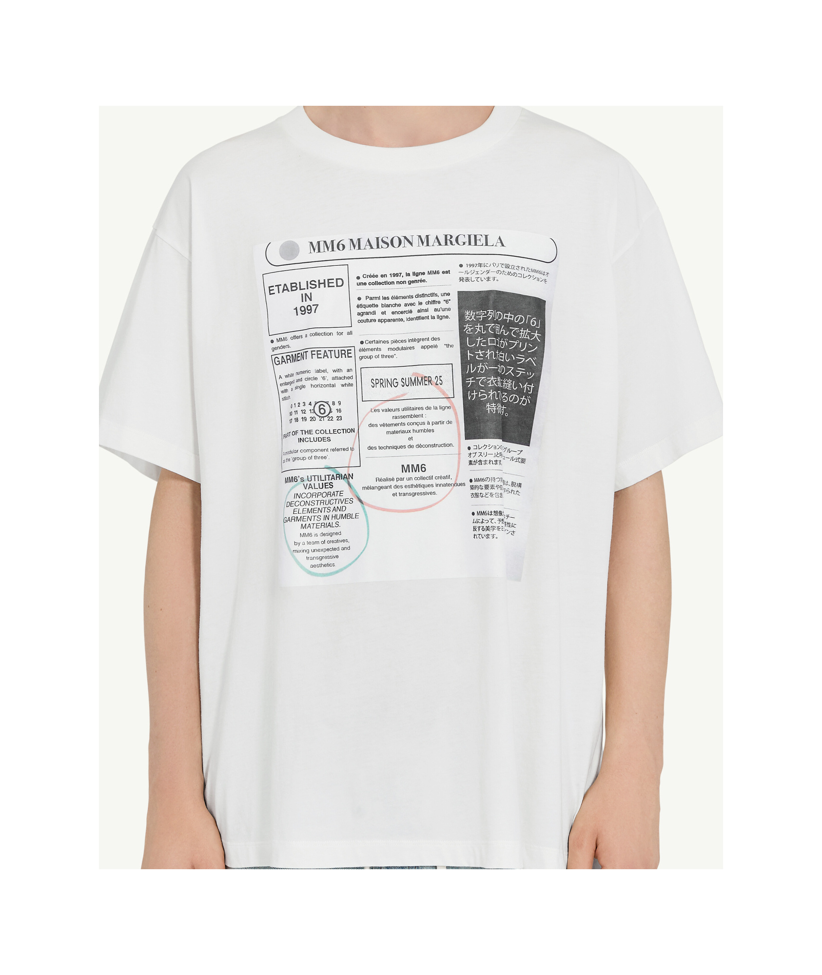 Mm6 Maison Margiela White T-shirt With Journalistic Print In White
