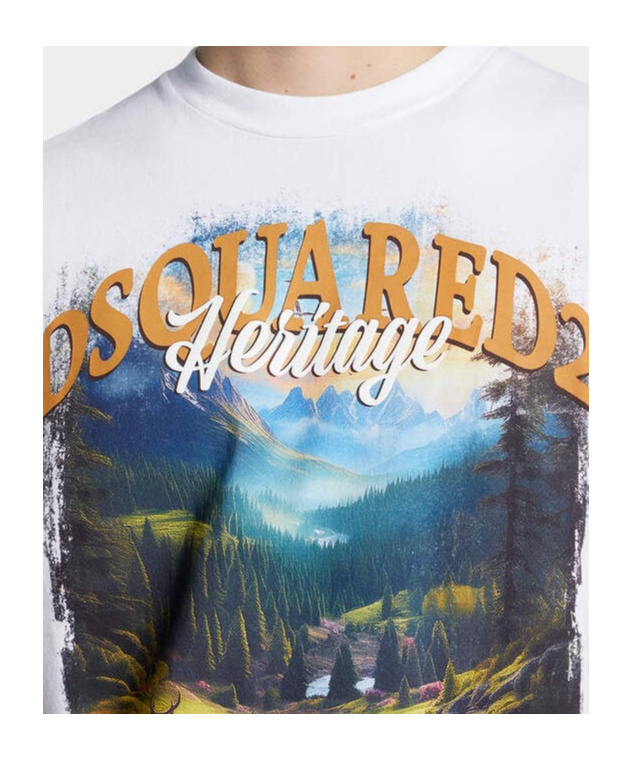 Dsquared2 Crew Neck Cotton T-shirt With Graphic Print In White