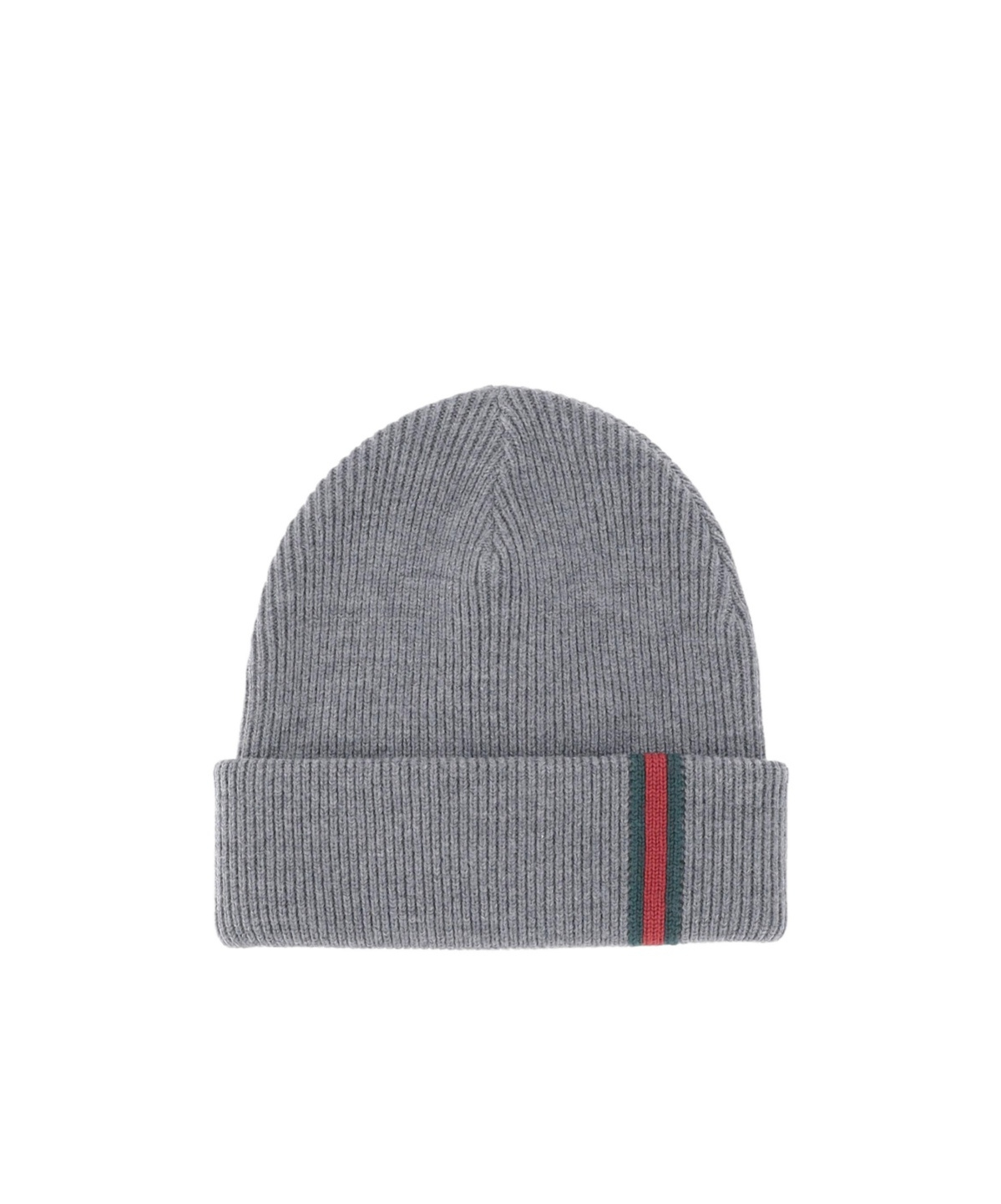 Gucci Wool Beanie With Webbed Ribbon In Gray