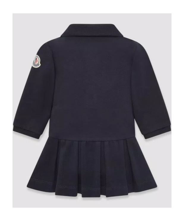 Moncler Logo-patch Pleated Dress In Blue