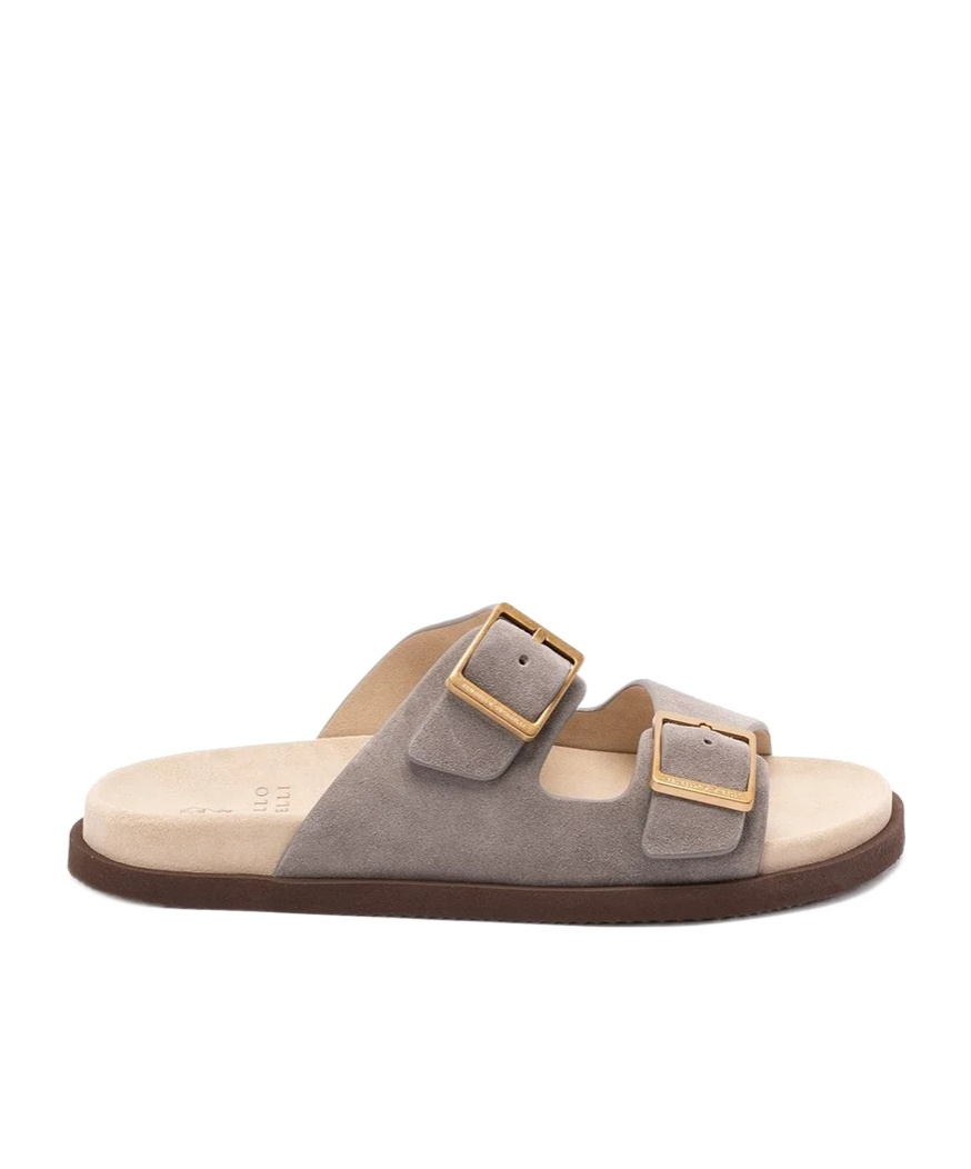 Brunello Cucinelli Double Buckled Strapped Sandals In Brown