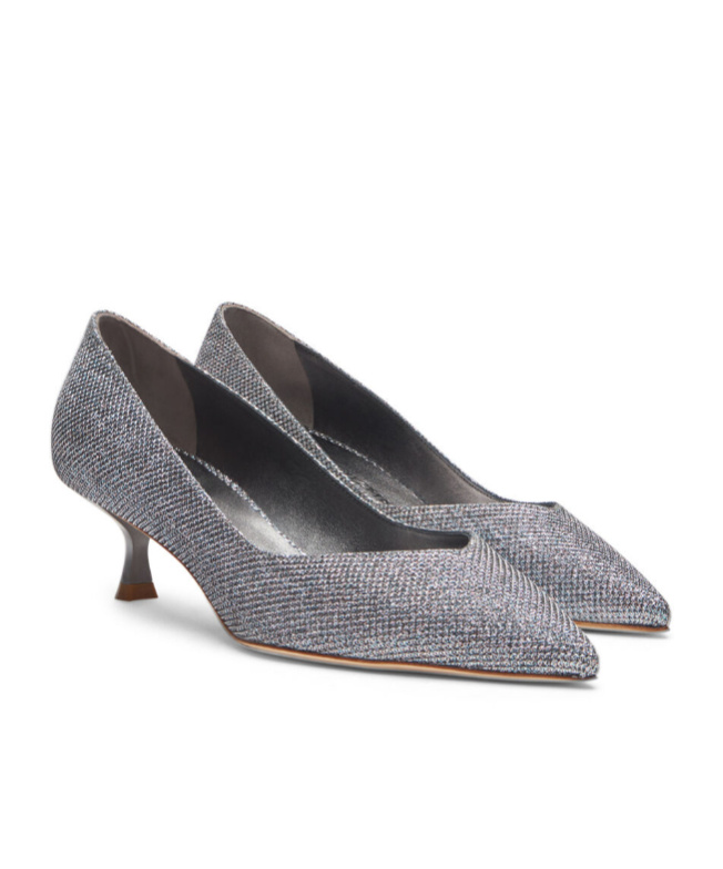 Stuart Weitzman Eva 35mm Glitter Pumps In Gray