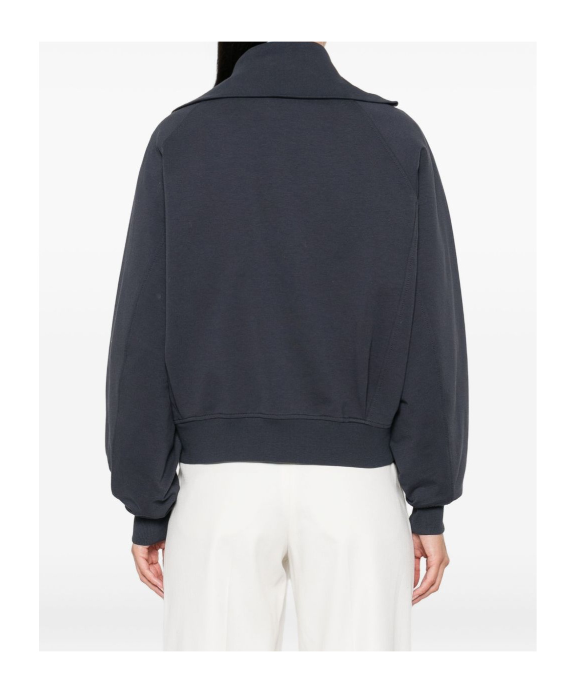 Brunello Cucinelli Cotton Zip Sweatshirt Chest Pocket In Blue