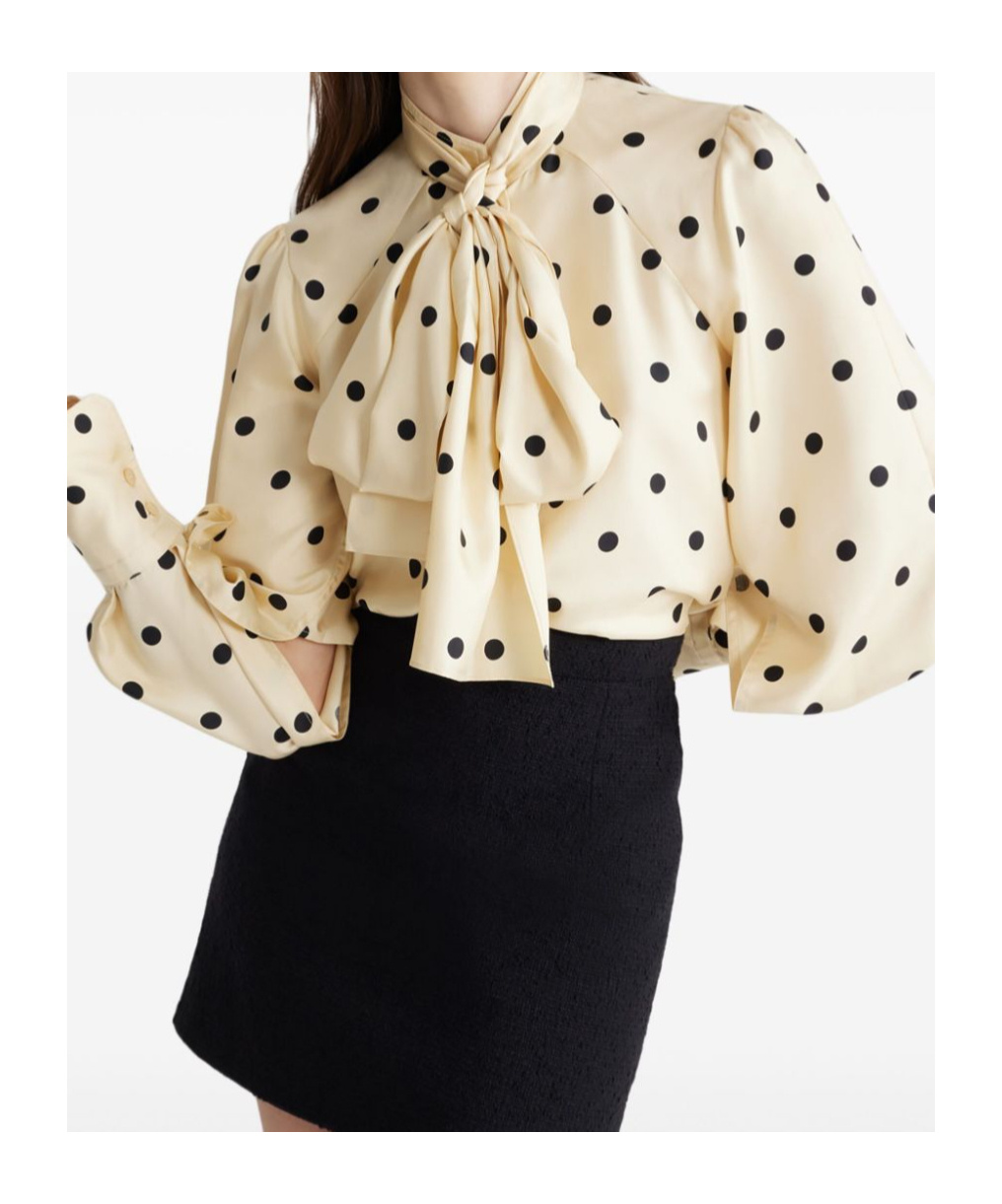 Patou Silk Blouse With Polka Dot Pattern And Bow In White