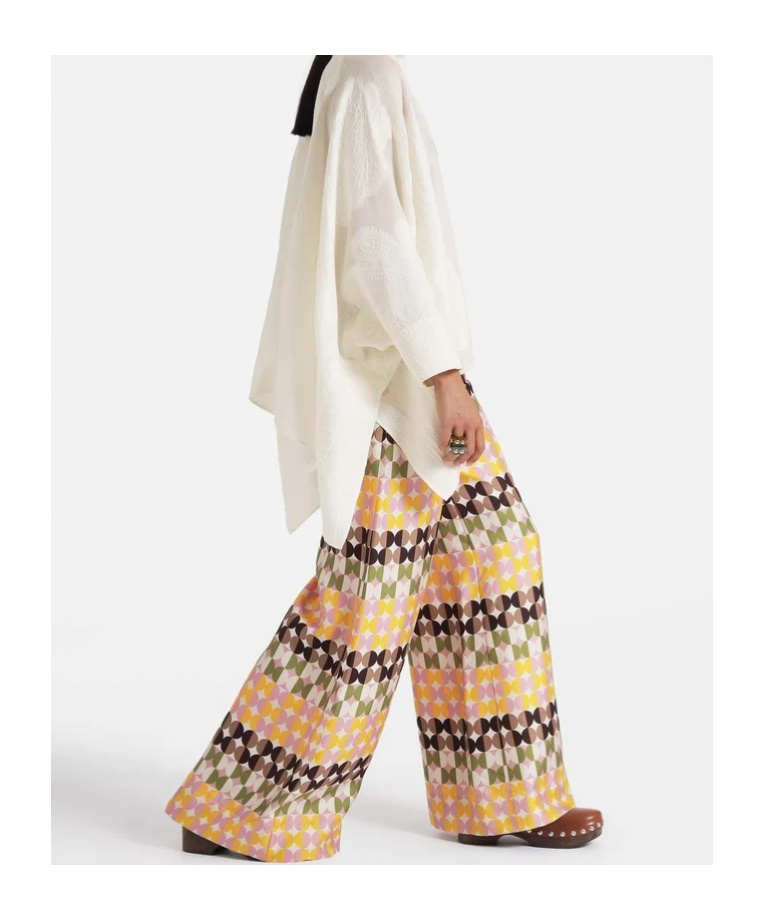 La Doublej Geometric-print Palazzo Trousers In Multi