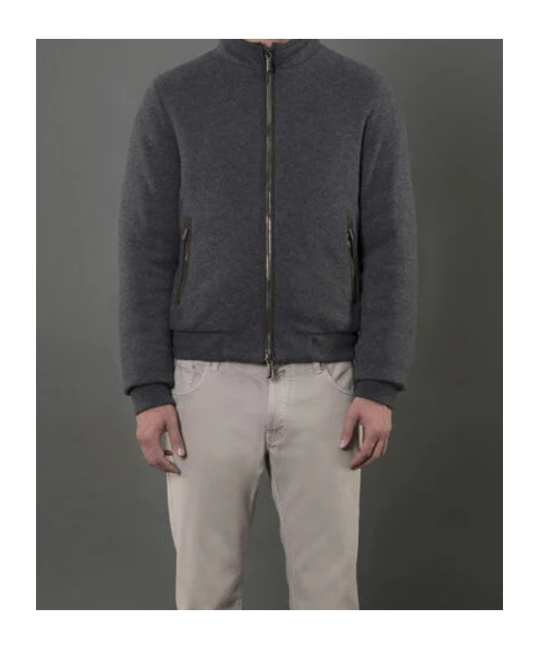 Moorer Long-sleeved Bomber Jacket In Gray
