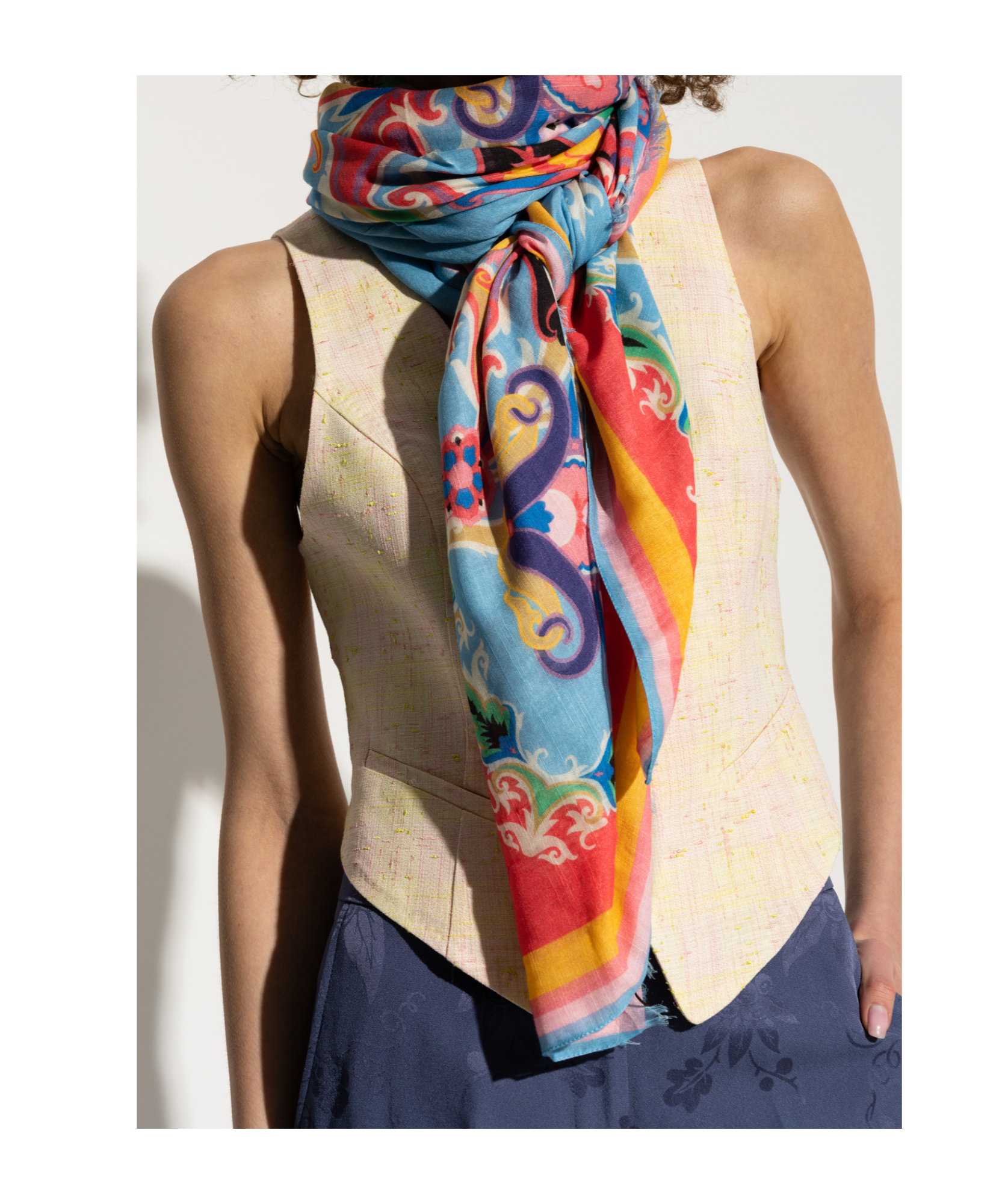 Etro Paisley Print Frayed Scarf In Multicolor