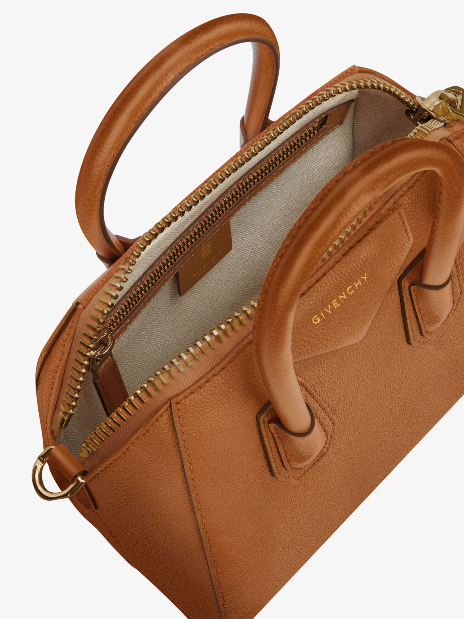 Givenchy Antigona Mini Top-handle Bag In Shiny Tumbled Leather In Brown