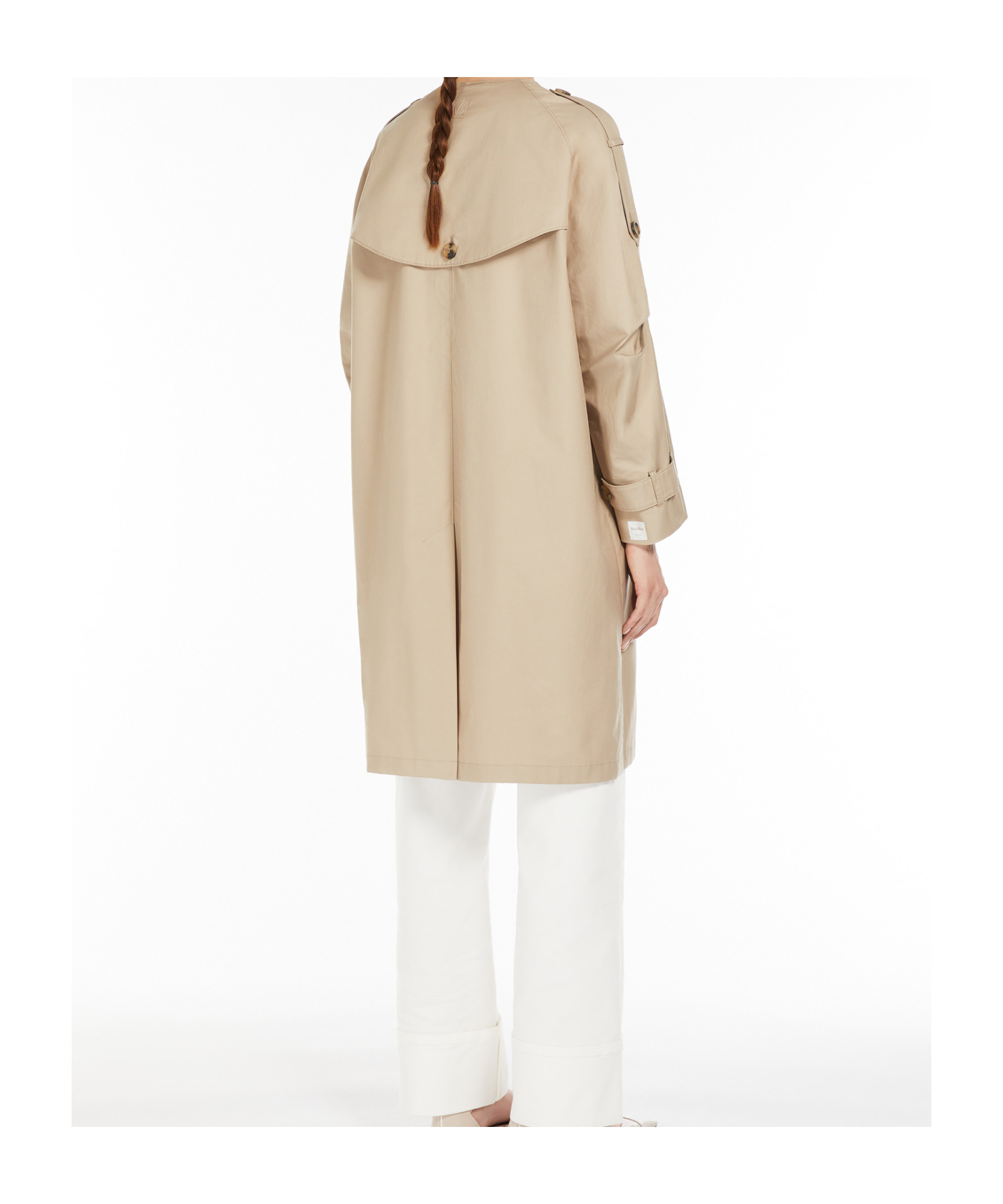 Shop Max Mara Water-repellent Cotton Midi Trench Coat In Nude