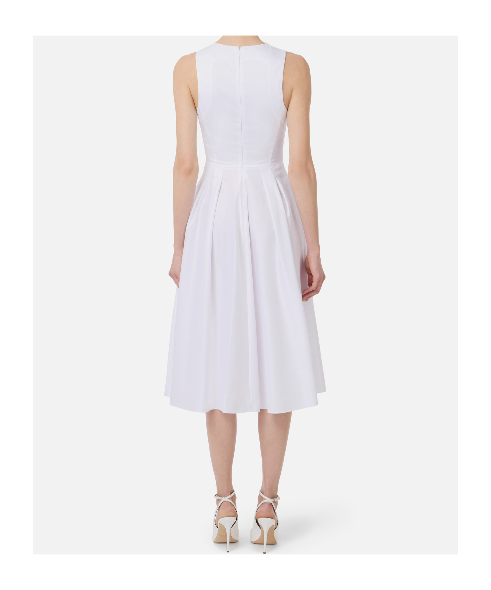 Elisabetta Franchi One Shoulder Pleated Maxi Dress In White