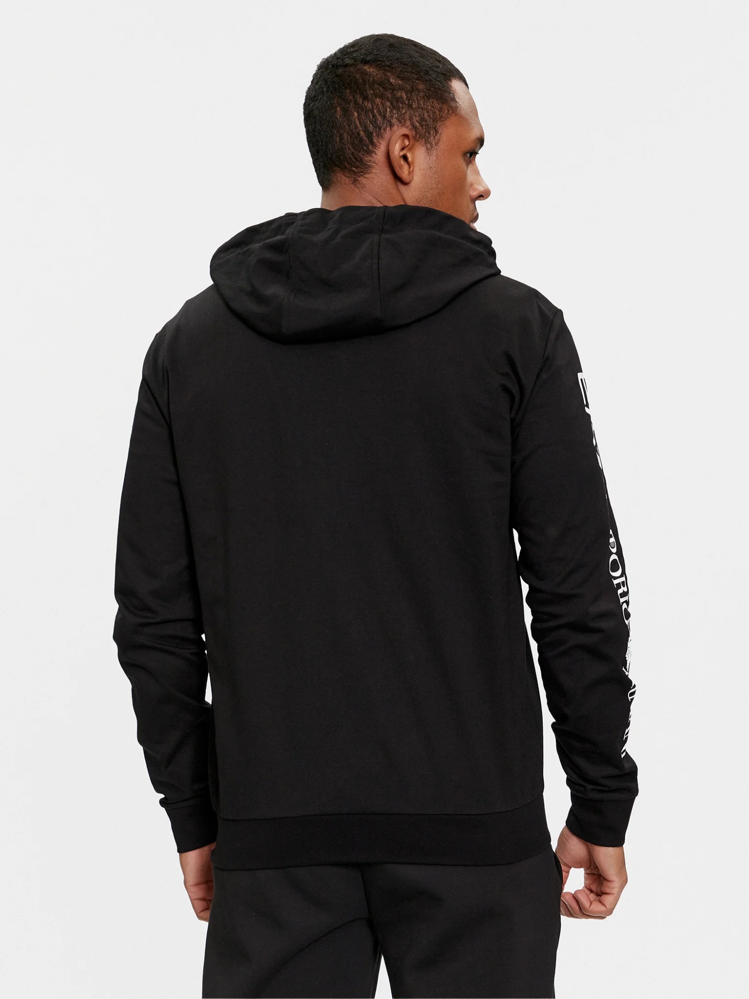 Ea7 Logo-print Zip-up Hoodie In Black