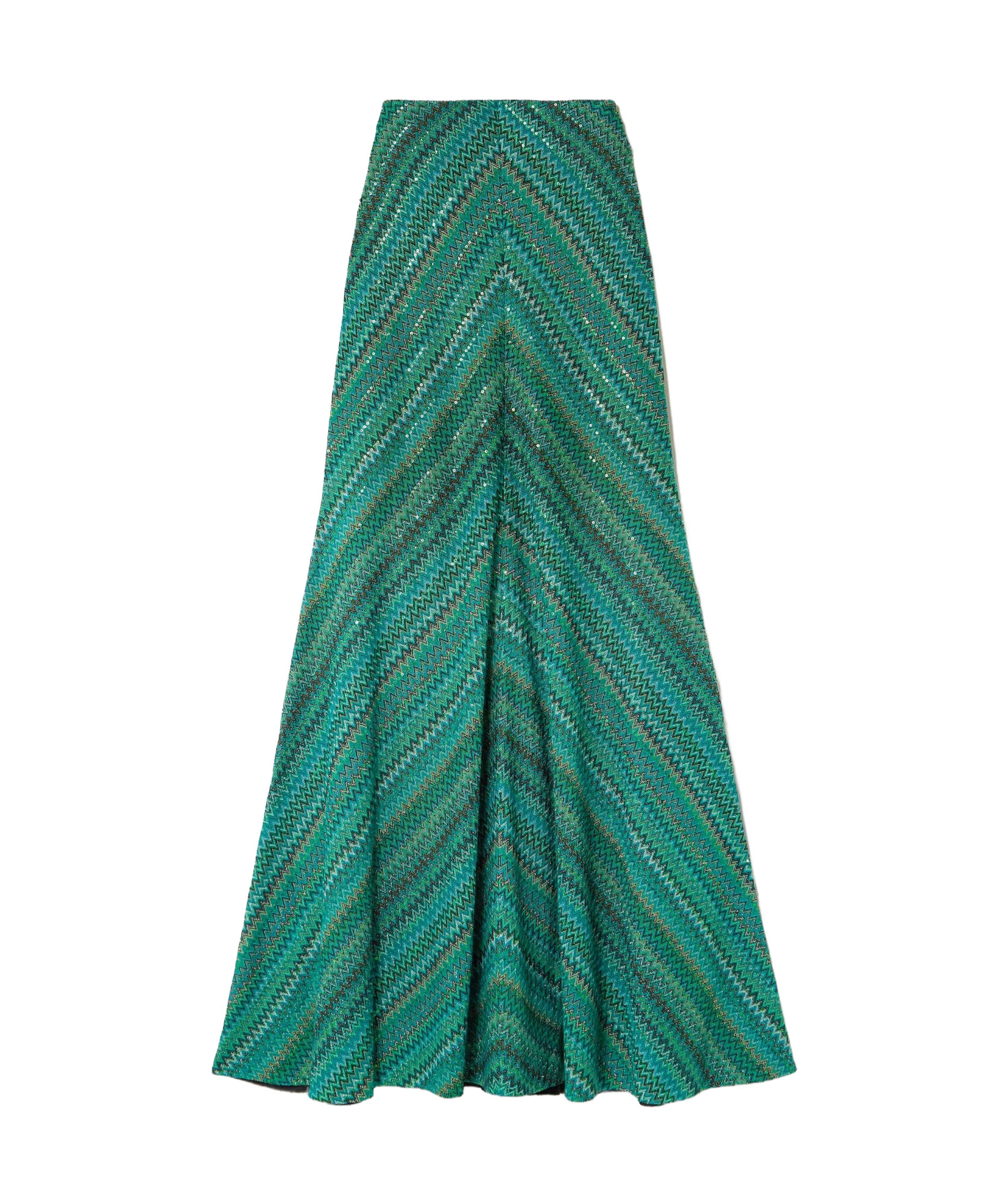 MISSONI SEQUINED STRIPED METALLIC CROCHET-KNIT MAXI SKIRT