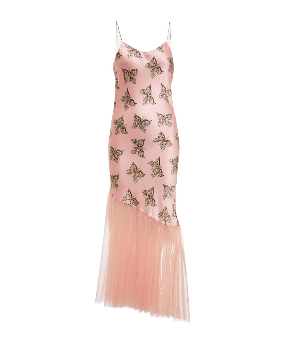 Rodarte Printed Silk Satin And Tulle Dress In Pink