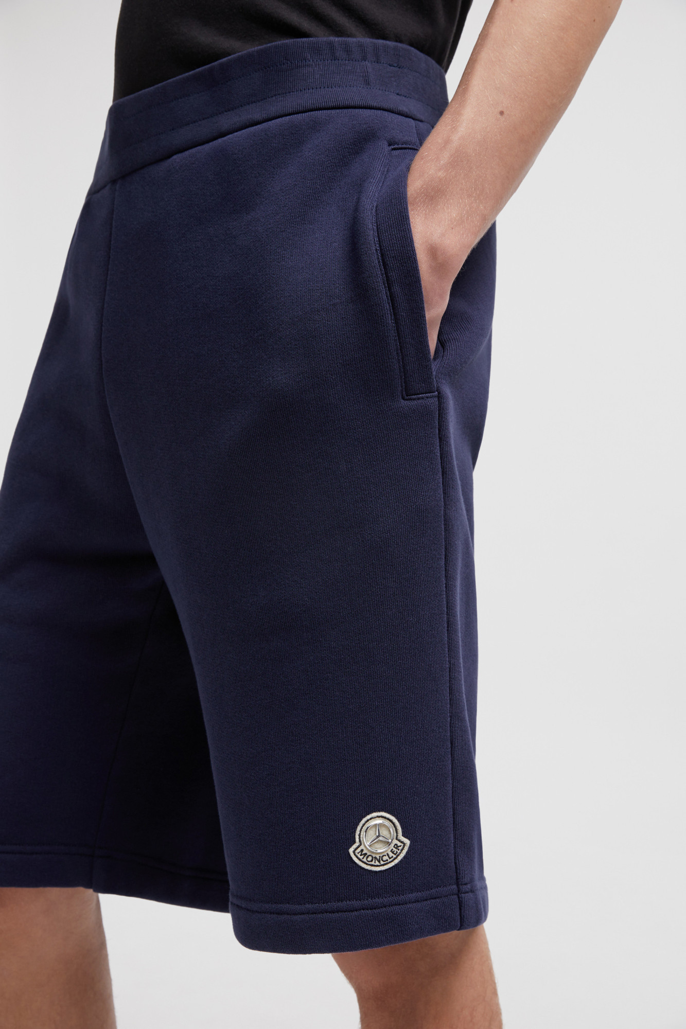 Moncler Loose Fit Cotton Bermuda Shorts In Blue Coral