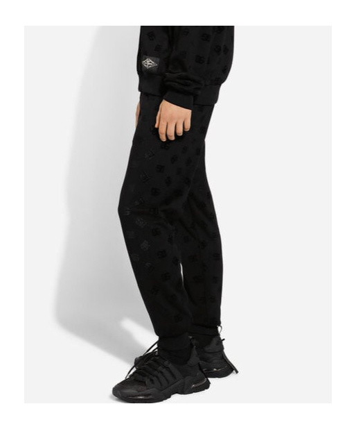 Dolce & Gabbana Monogram-embossed Cotton Track Pants In Black