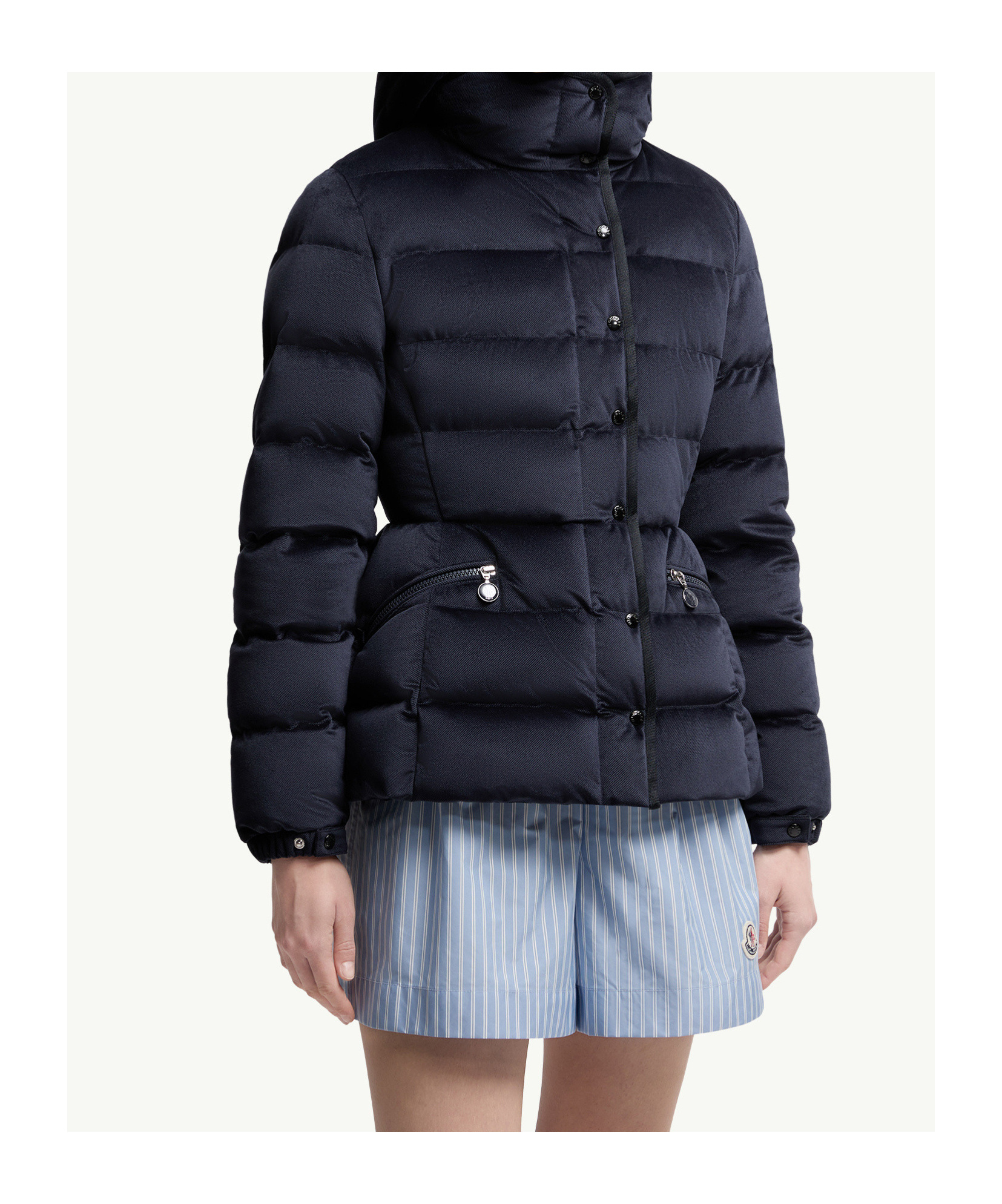 Moncler Hooded Puffer Jacket In Blue
