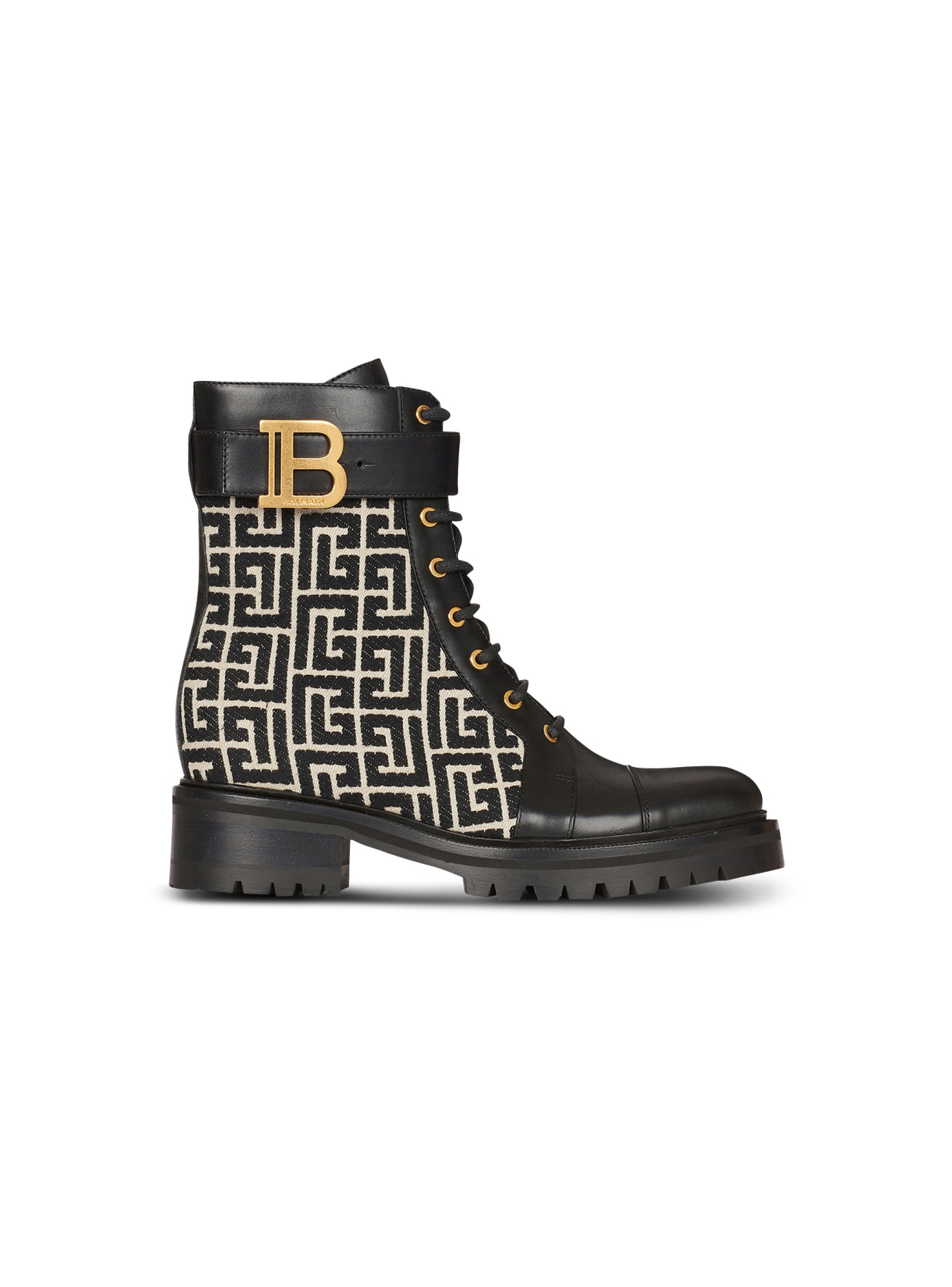Balmain Bicolor Jacquard Ranger Romy Ankle Boots In Black