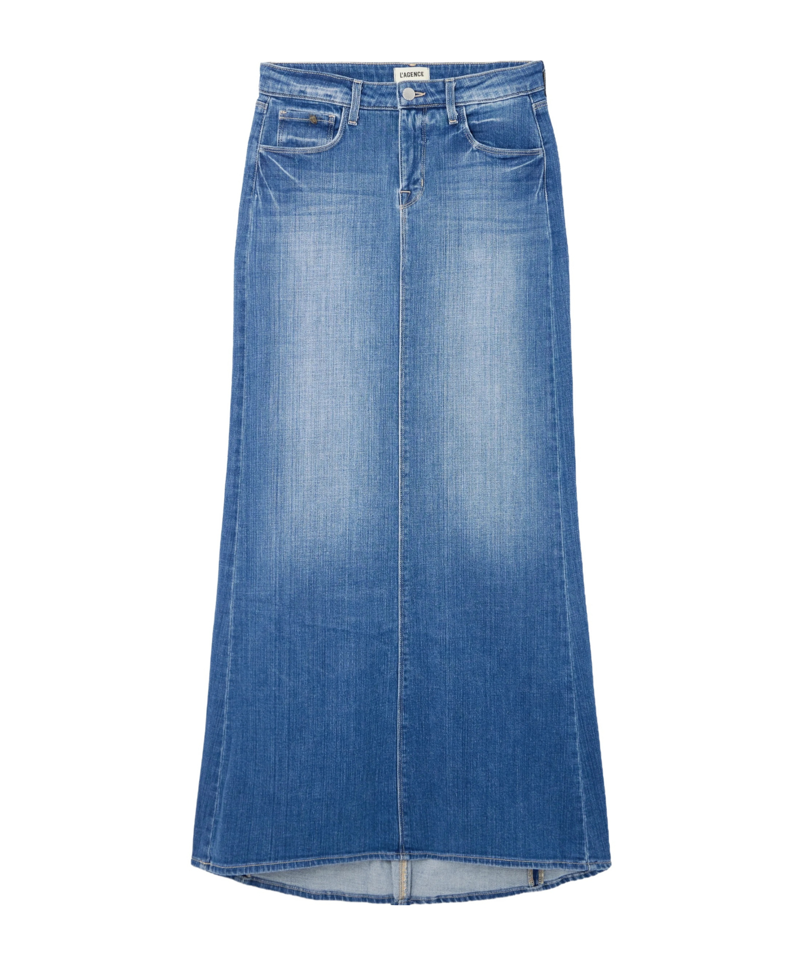L'agence Denim Maxi Skirt In Blue