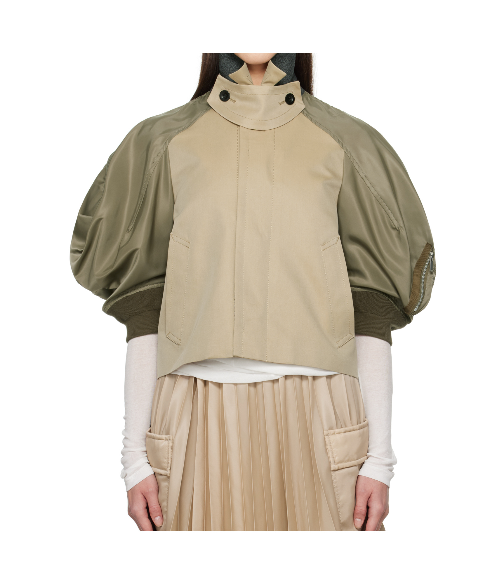 Sacai Spliced Jacket In Nude
