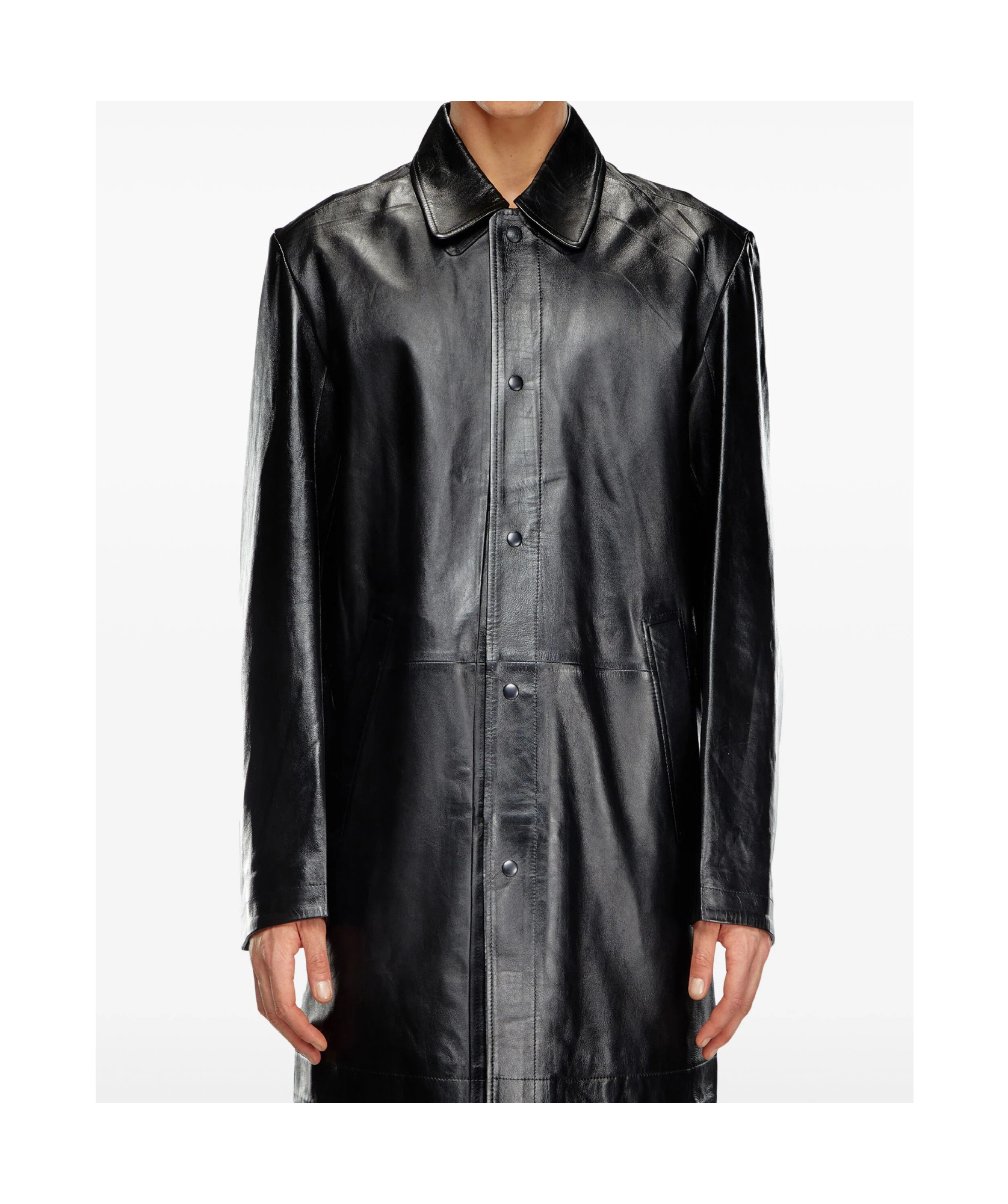 Diesel L-cordier Panelled Leather Jacket In Black