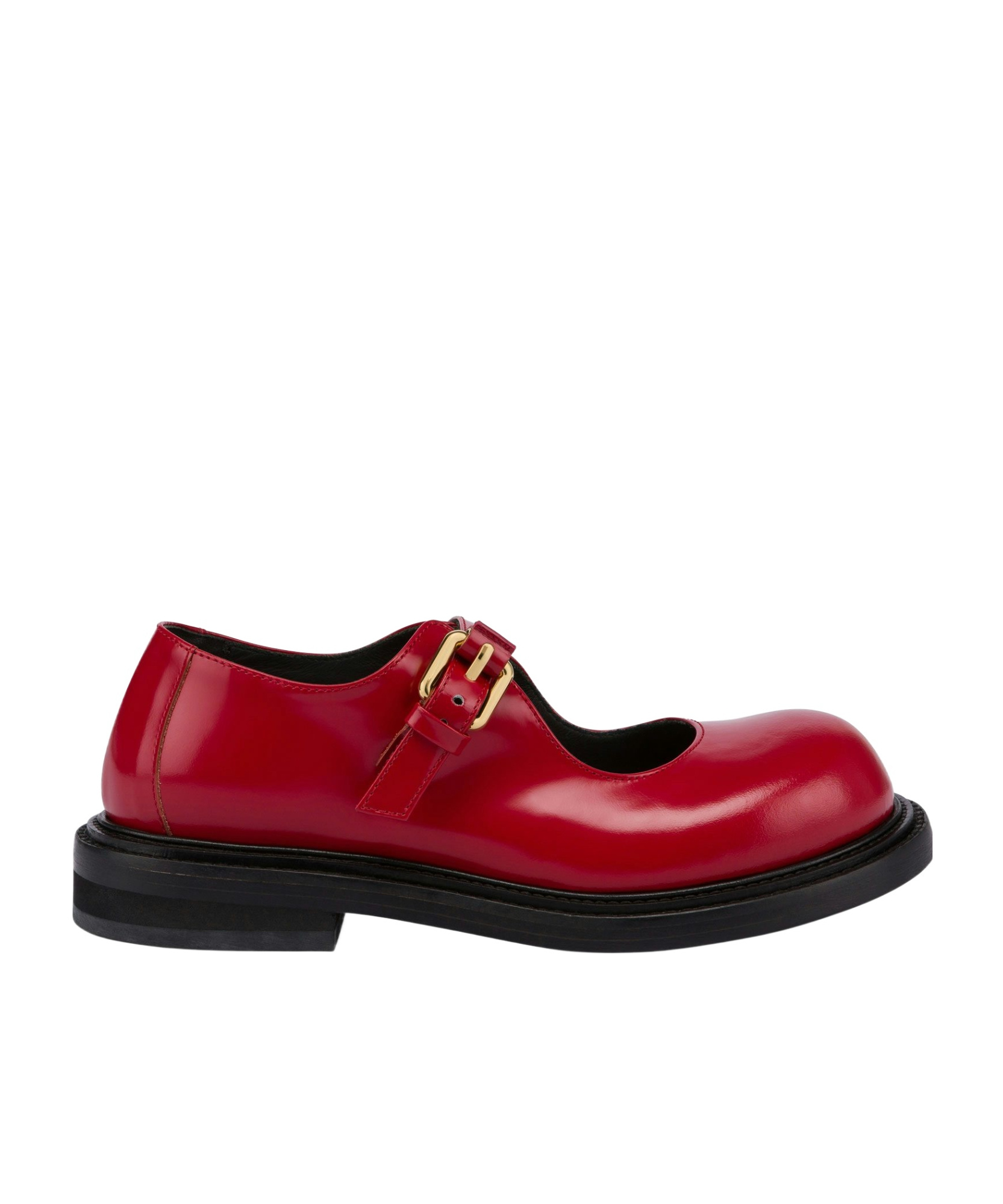 Moschino Glossy Round Toe Ballerina Shoes In Red