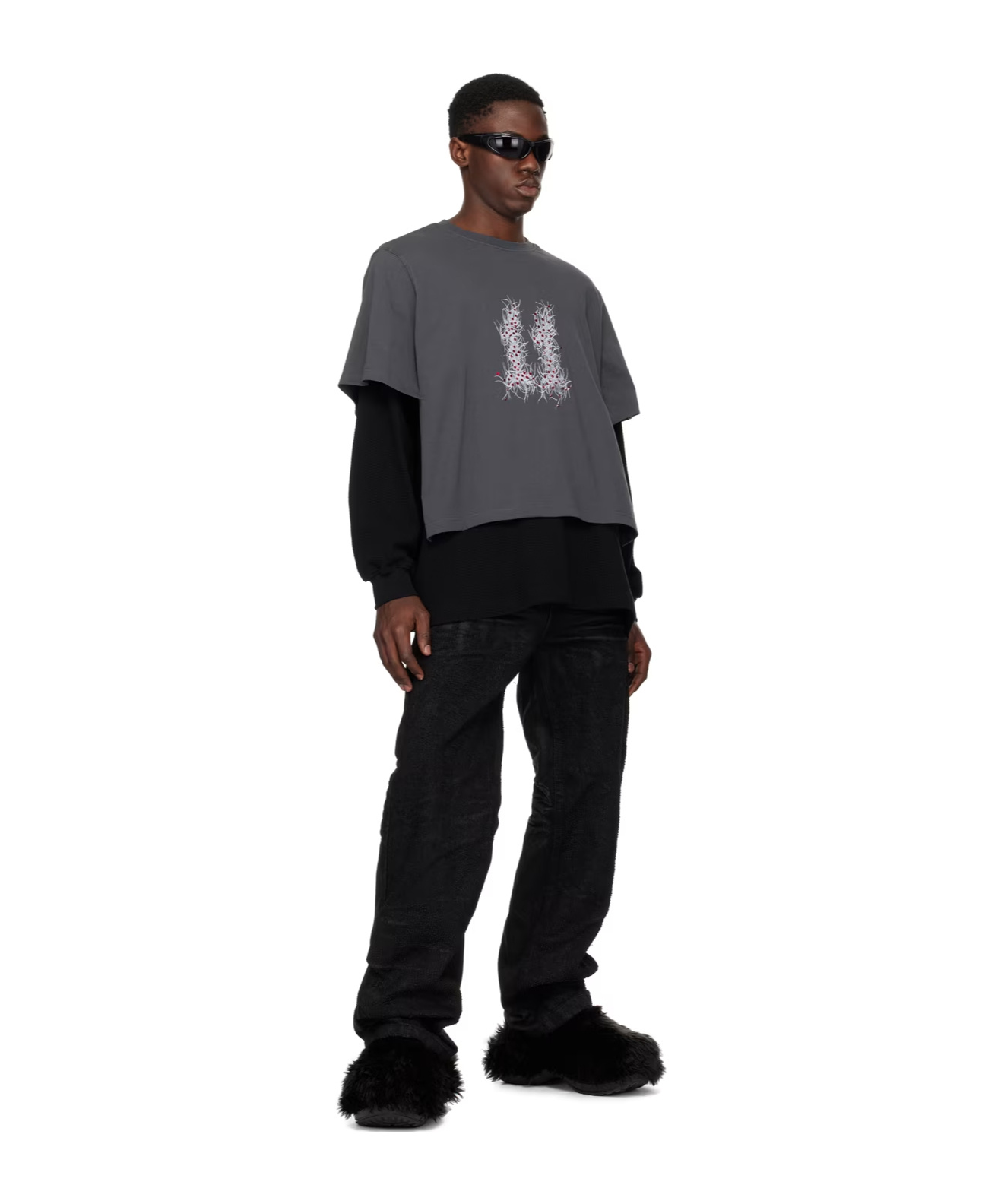 We11 Done Laminated Long-sleeved T-shirt In Black