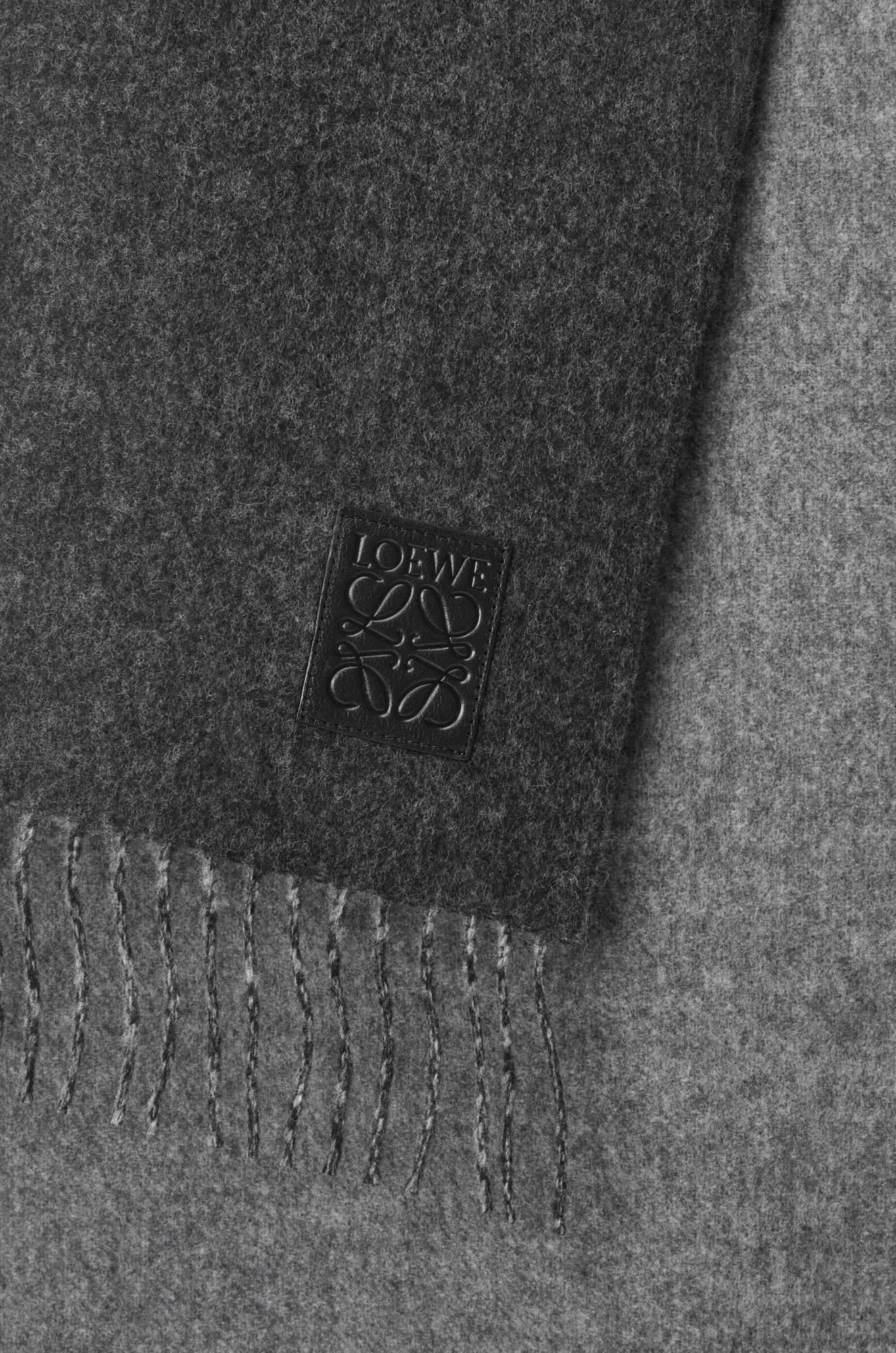 Loewe Womens Two-tone Anagram-embroidered Wool And Cashmere-blend Scarf In Black