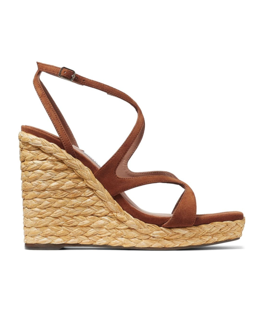 JIMMY CHOO 110MM AYLA RAFFIA WEDGED SANDALS 