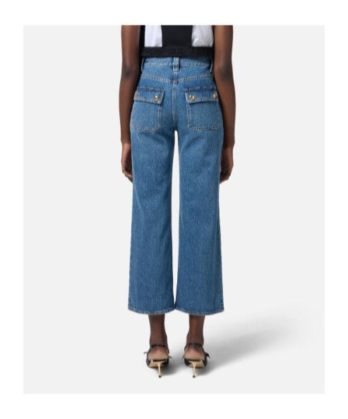 Elisabetta Franchi Palazzo Jeans In Blue