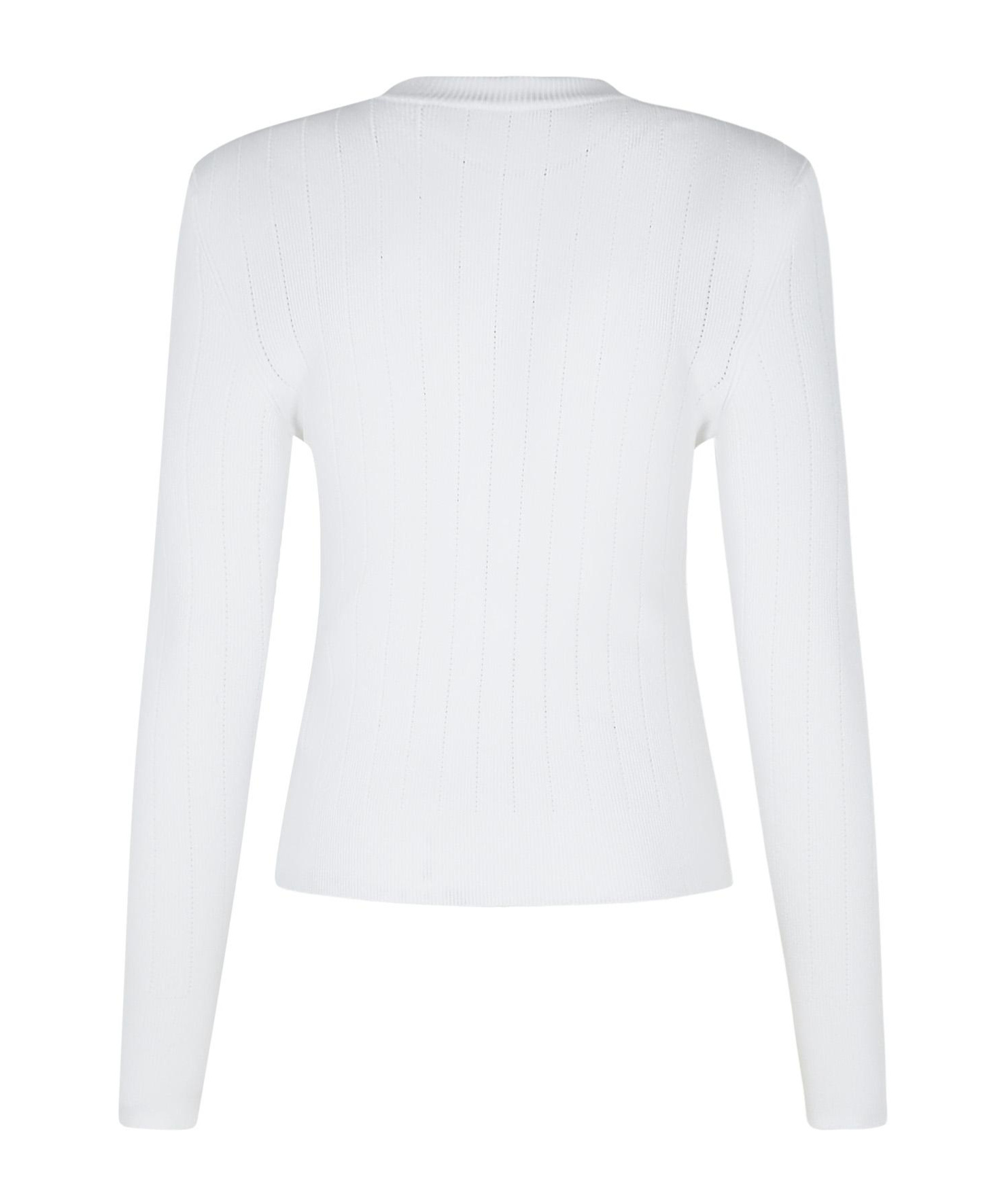 Shop Balmain Button Embellished Knitted Jumper In White