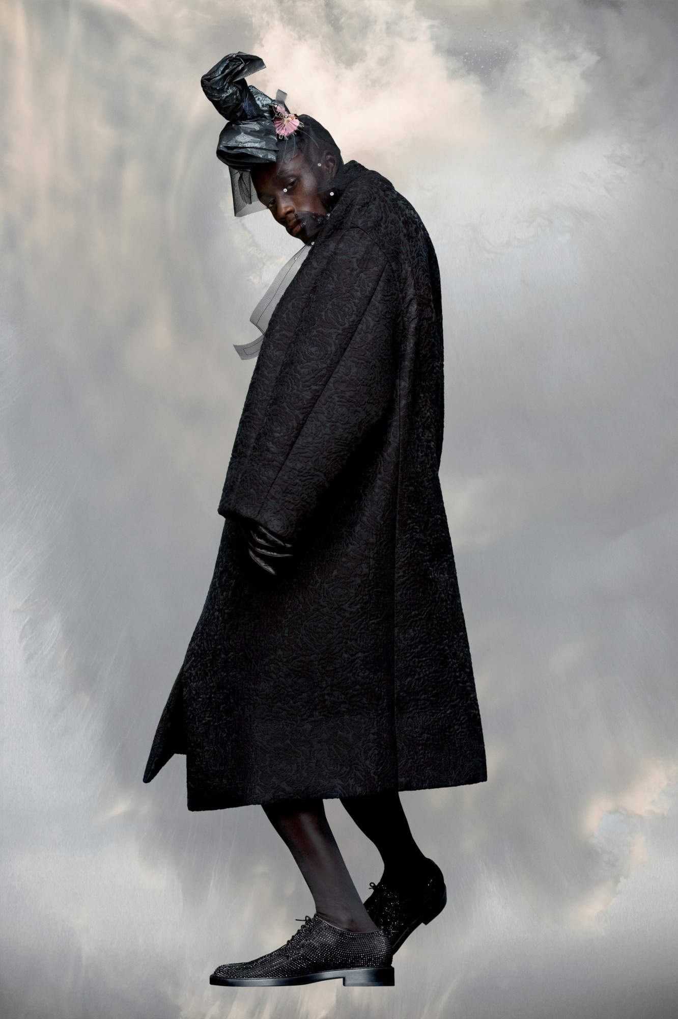 Maison Margiela Drop Shoulder Oversized Coat In Black