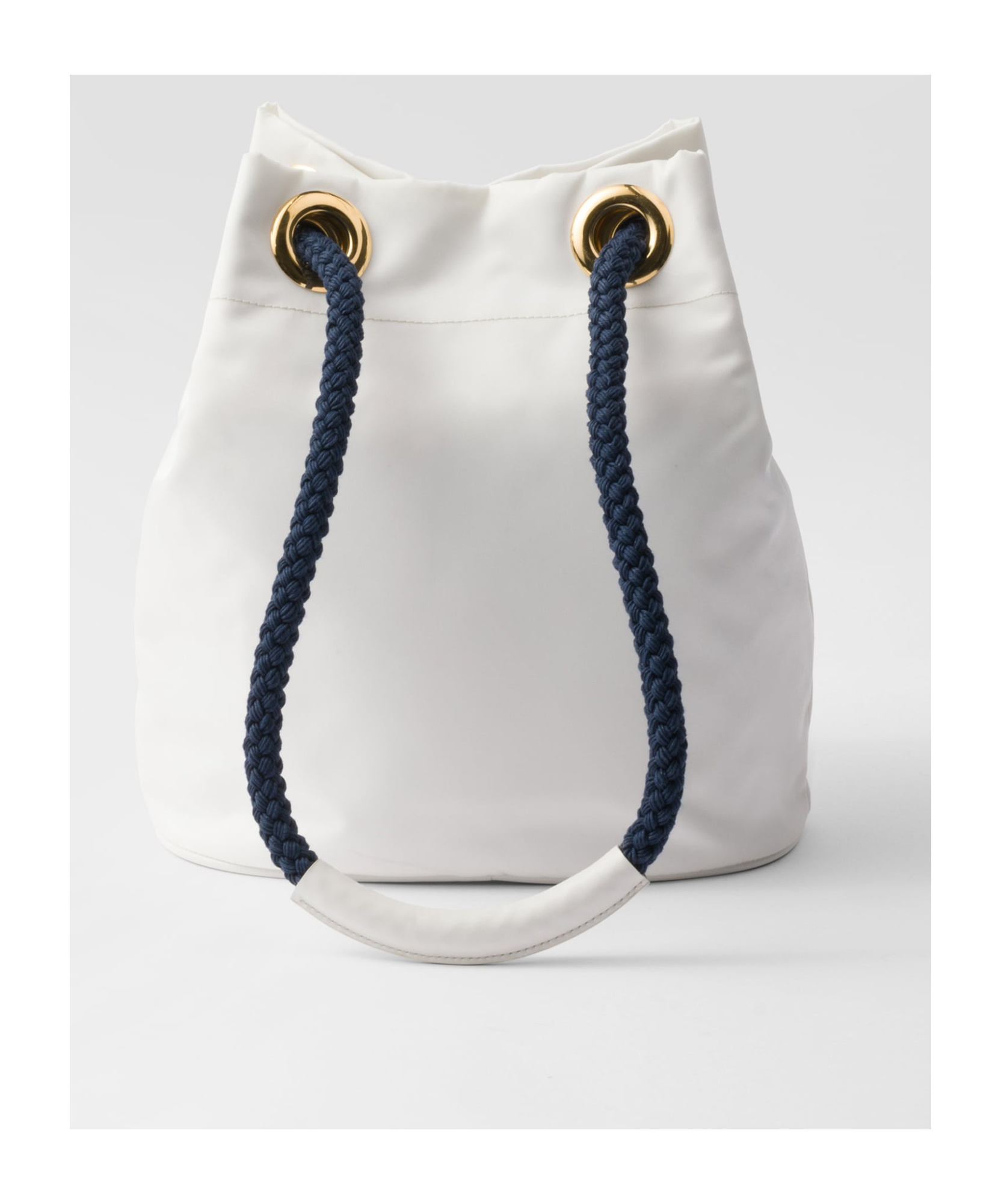 Prada Small Mariner Bucket Bag In White/baltic Sea Blue