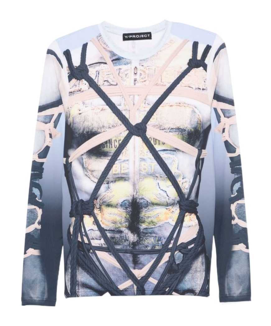 Y/project Y Project Bondage Print T-shirt Men In Multi