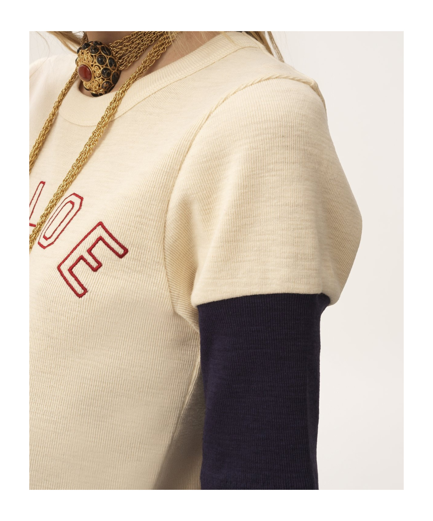 Chloé Logo Embroidered Heavy Cotton Wool T-shirt In White