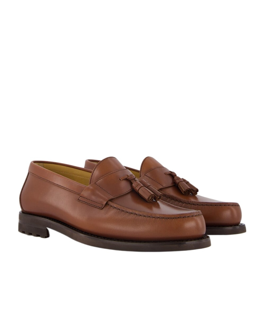 Brunello Cucinelli Round Head Loafer Shoes In Brown