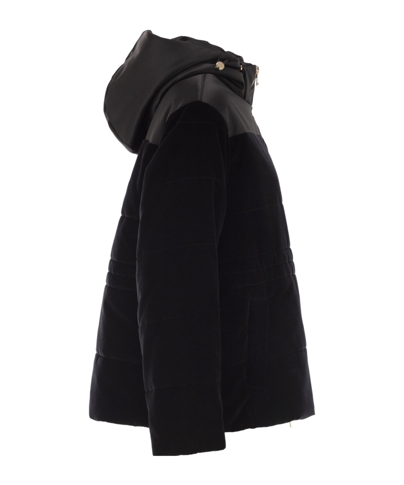 Fabiana Filippi Padded Velvet Jacket With Hood In Black