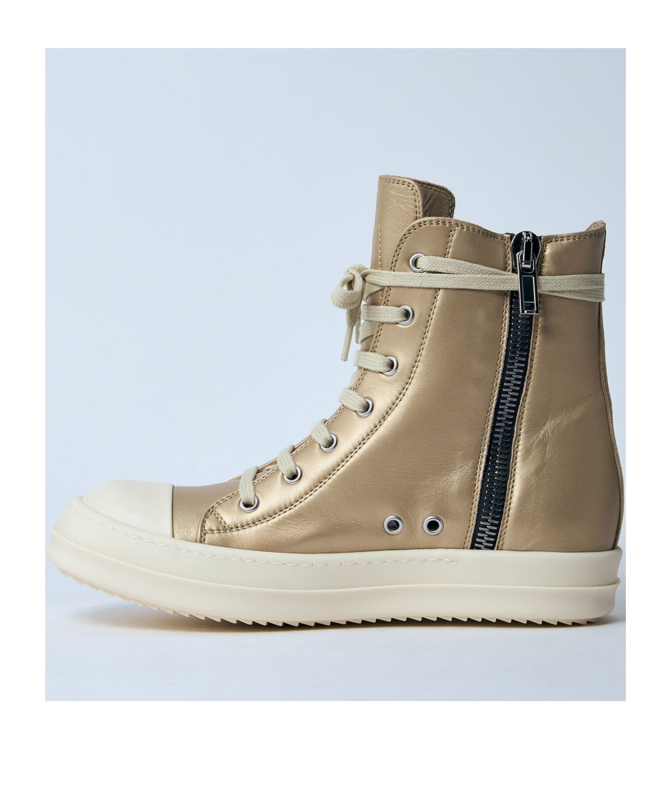 Rick Owens High-top Sneakers With Smooth Leather Upper And Chunky Sole In Golden