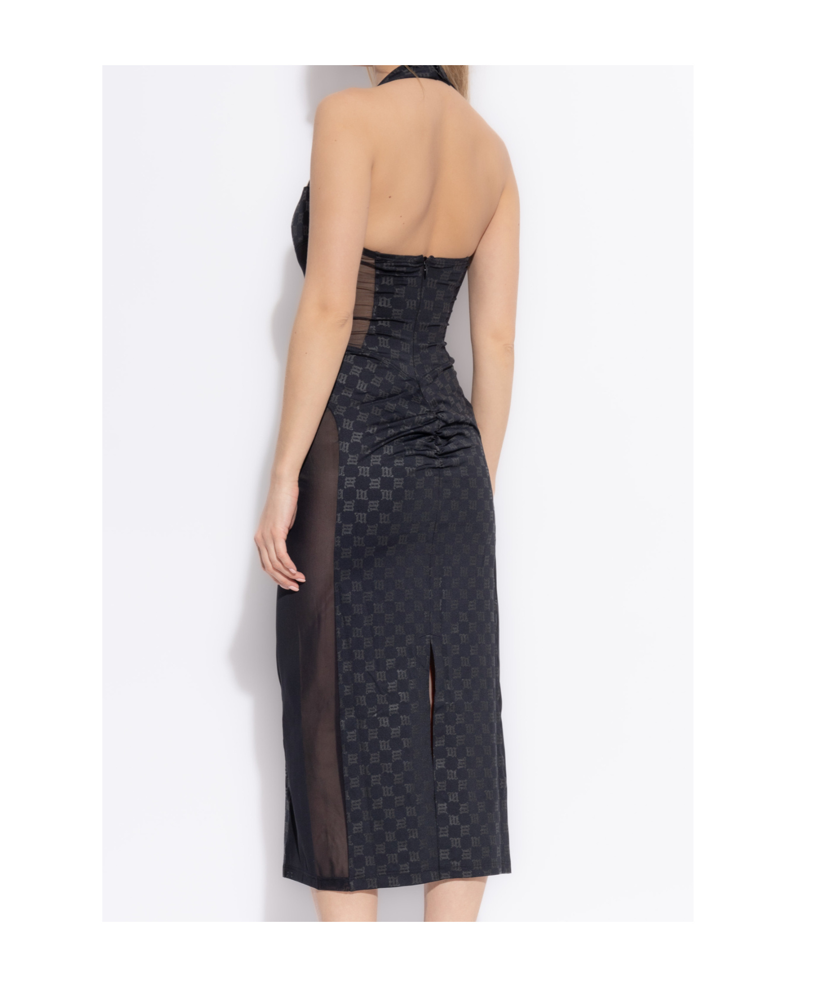 Misbhv Logo-print Midi Dress In Black