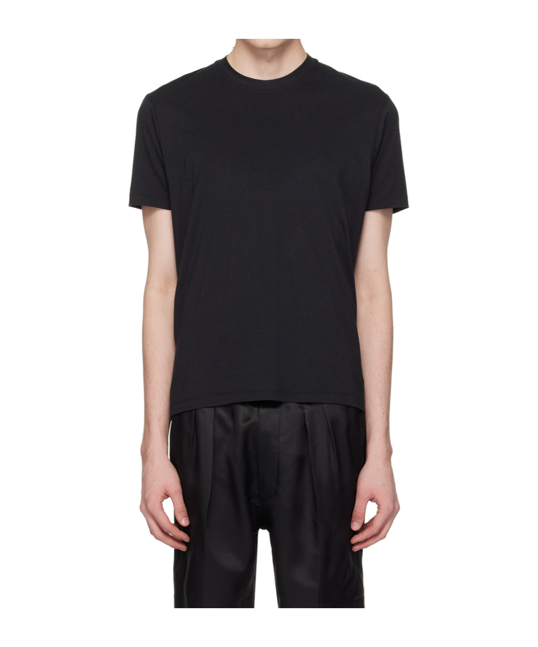 Tom Ford Black Stretch Cotton Crew Neck T-shirt In Black