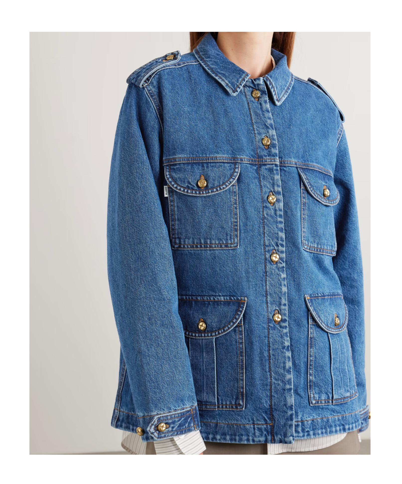 Blazé Milano Sahariana Padded Denim Jacket In Blue