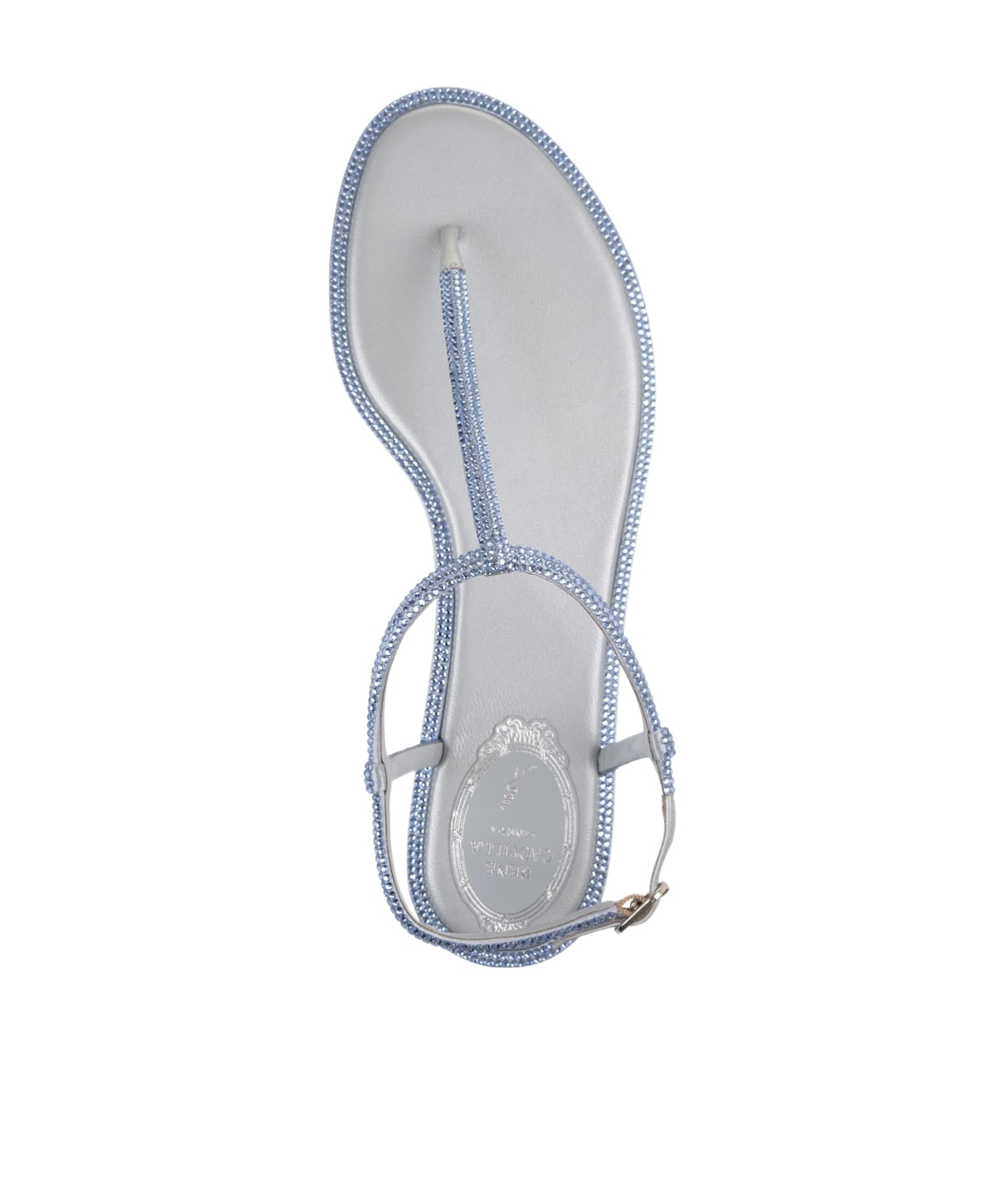 René Caovilla Light Blue Diana Low Jewel Sandals In Gray