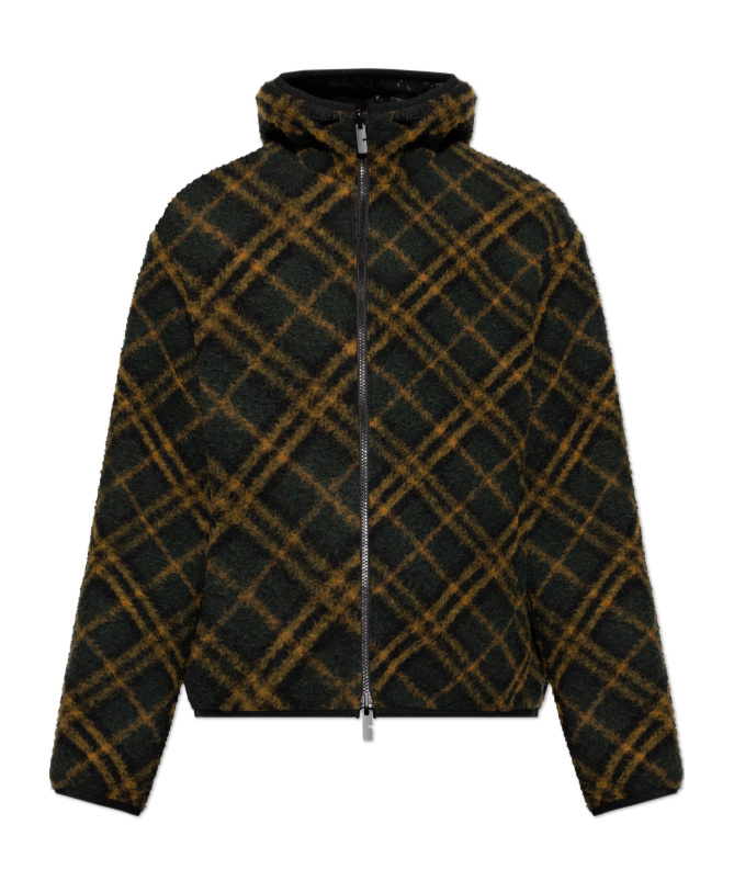 Burberry Reversible Hooded Checked Jacket In Black