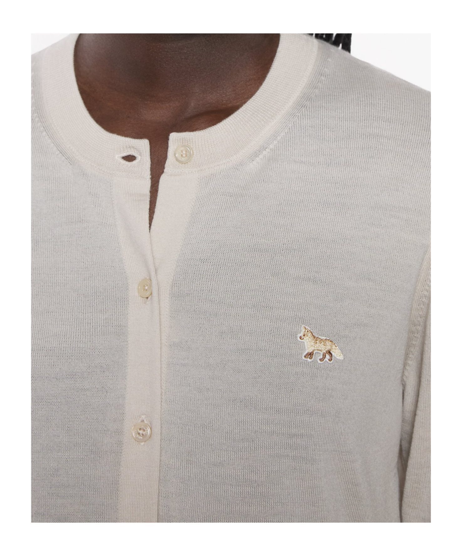 Shop Maison Kitsuné Baby Fox Cardigan In White