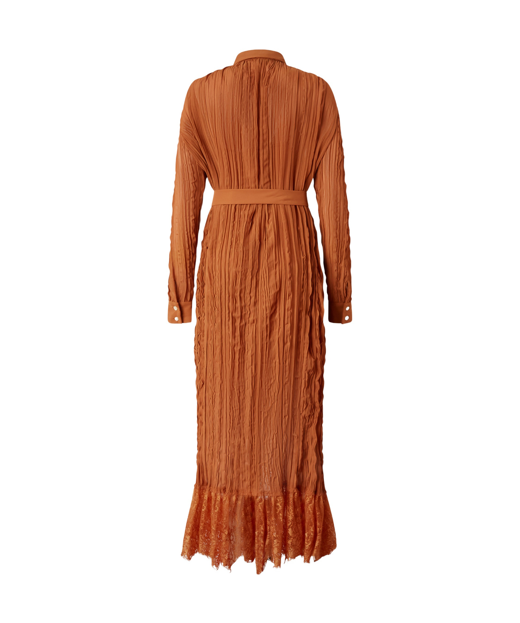 Pinko Long Shirt Dress With Lace Detailing In Brown